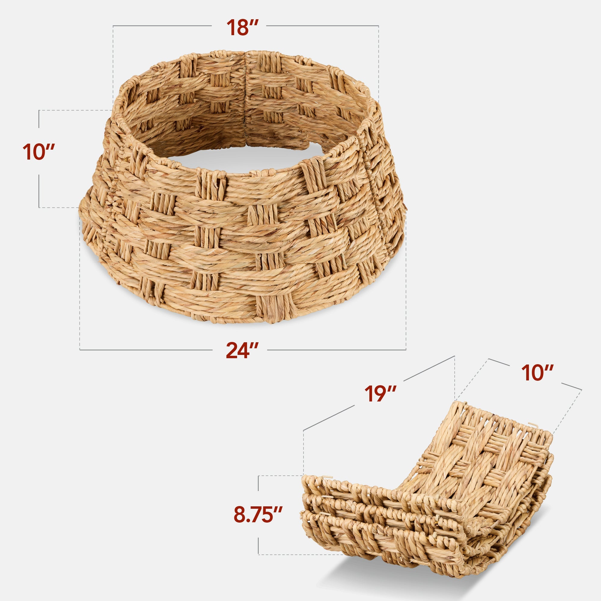 Basket Woven Hyacinth Christmas Holiday Tree Collar - 24in