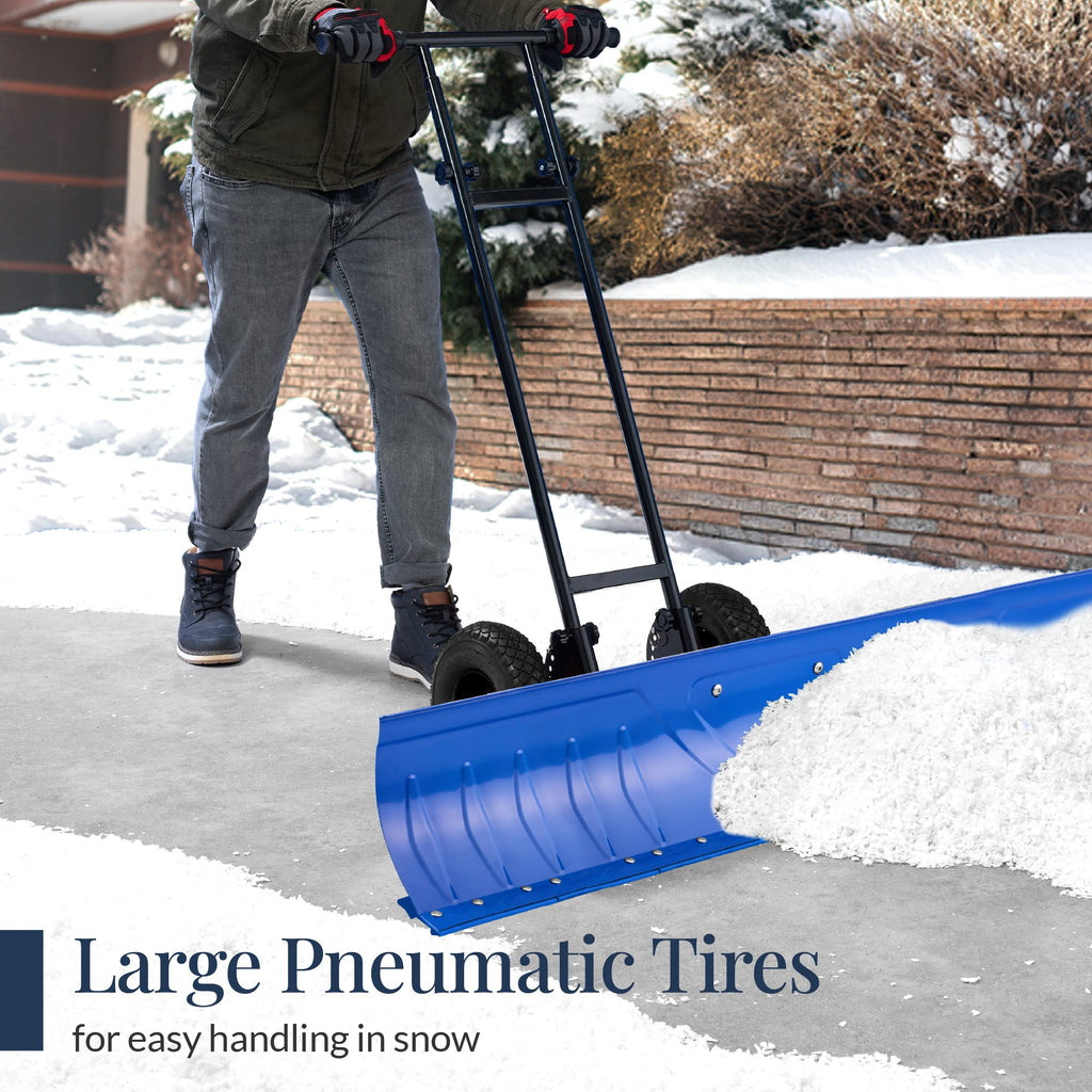 2-Wheel Snow Pusher w/ Adjustable Handle, Reflective Tape - 48in