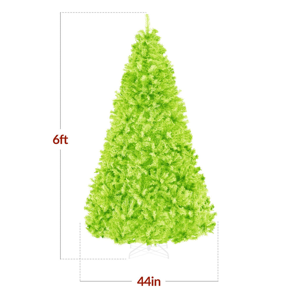 Artificial Lime Green Christmas Tree, Unlit Pine Design w/Easy Assembly