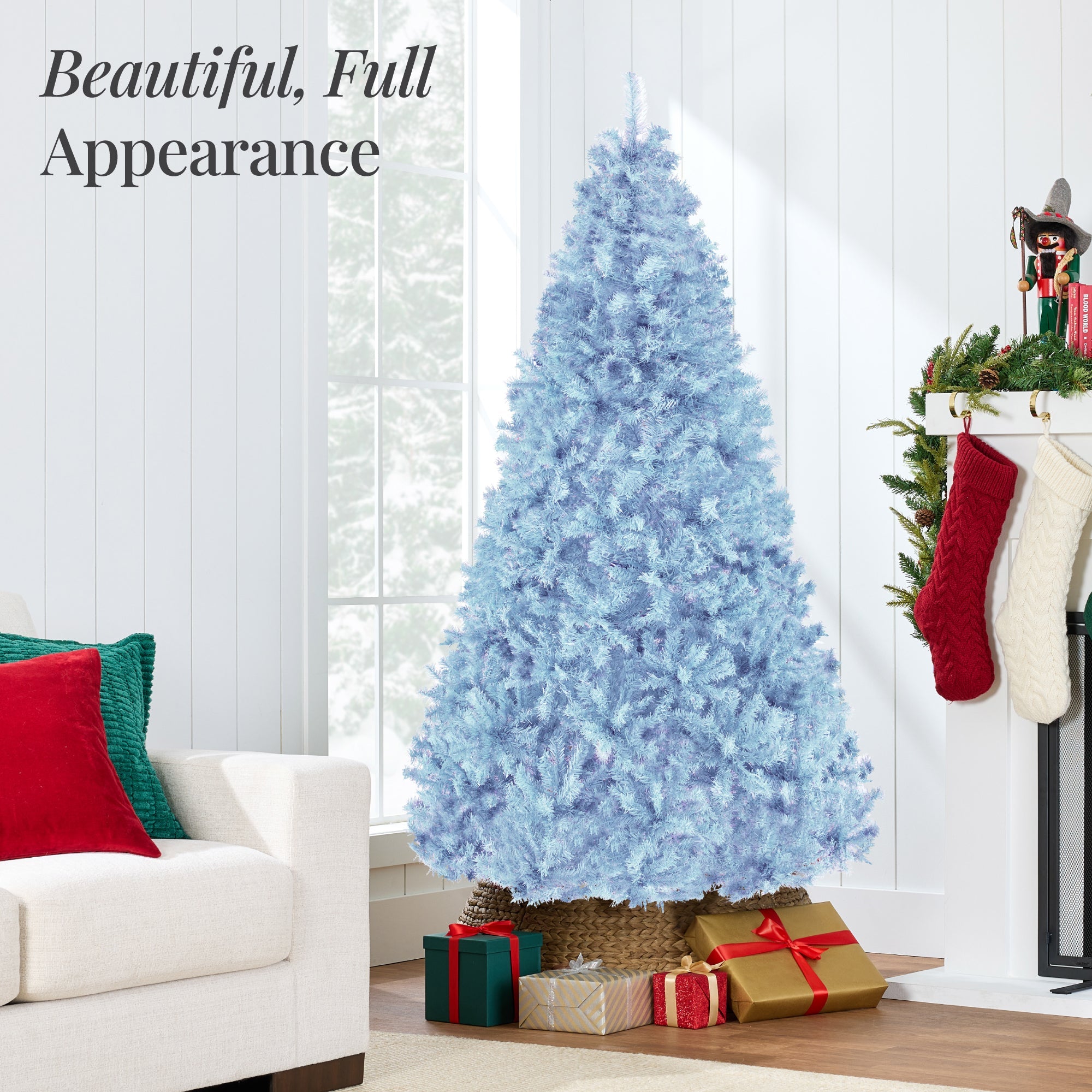 Artificial Baby Blue Christmas Tree, Unlit Pine Design w/Easy Assembly