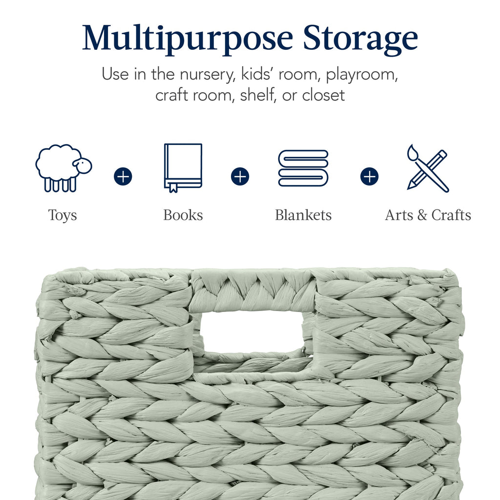 Set of 5 Collapsible Hyacinth Storage Baskets w/ Inserts - 10.5x10.5in