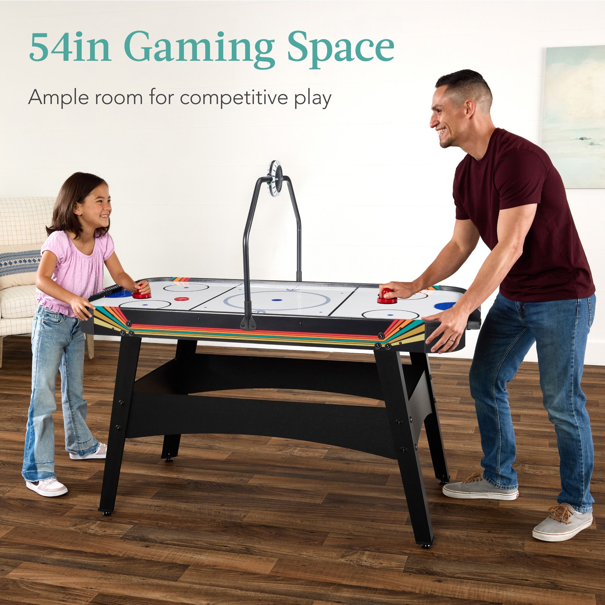 Air Hockey Game Table w/ LED Lights, Scoreboard, Powerful Motor - 54in