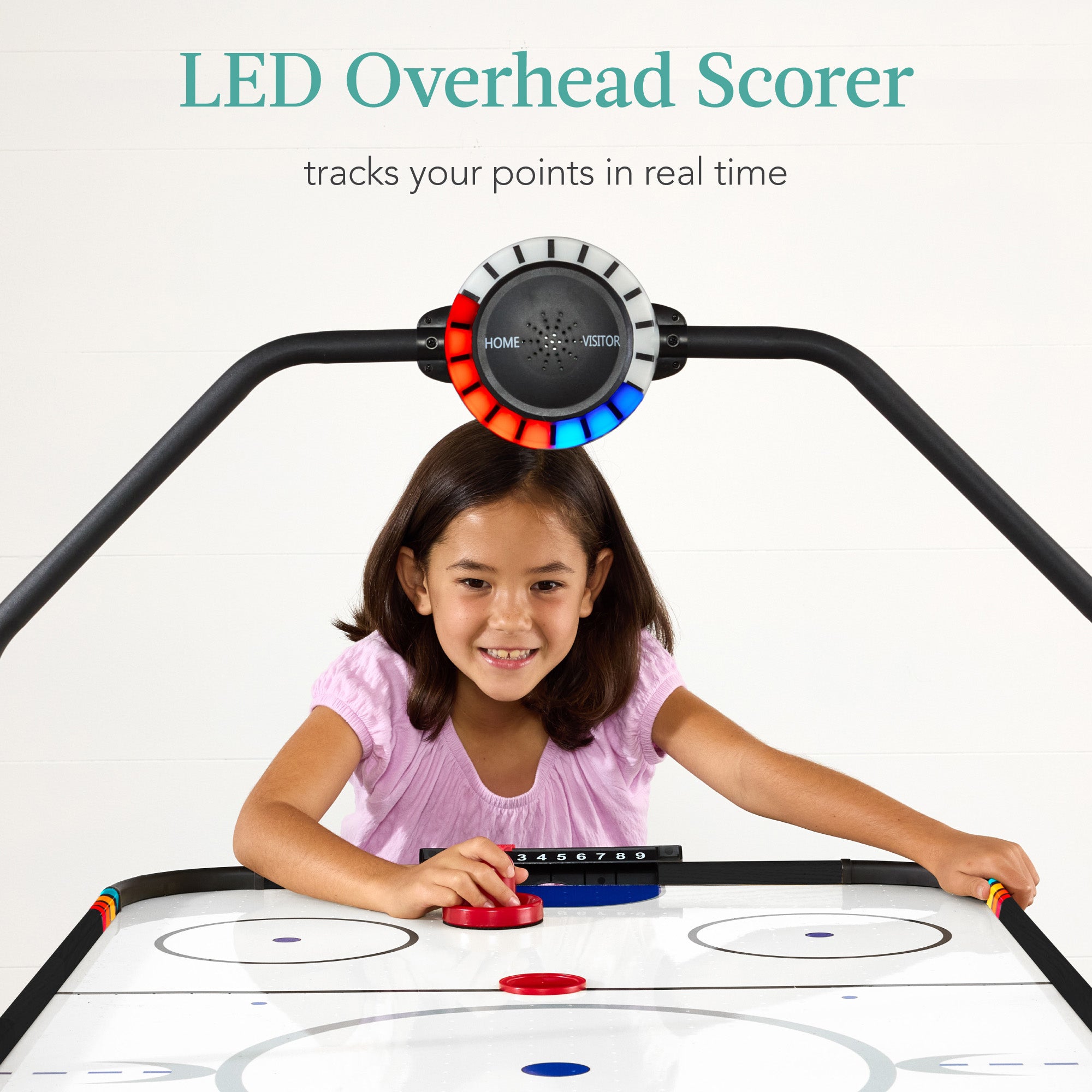 Air Hockey Game Table w/ LED Lights, Scoreboard, Powerful Motor - 54in