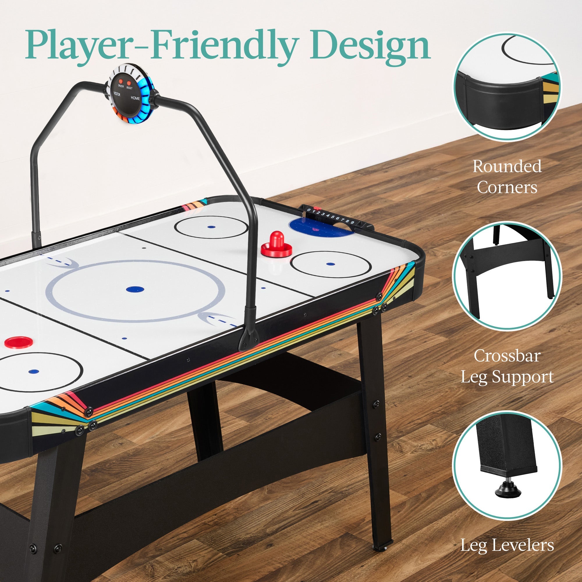 Air Hockey Game Table w/ LED Lights, Scoreboard, Powerful Motor - 54in