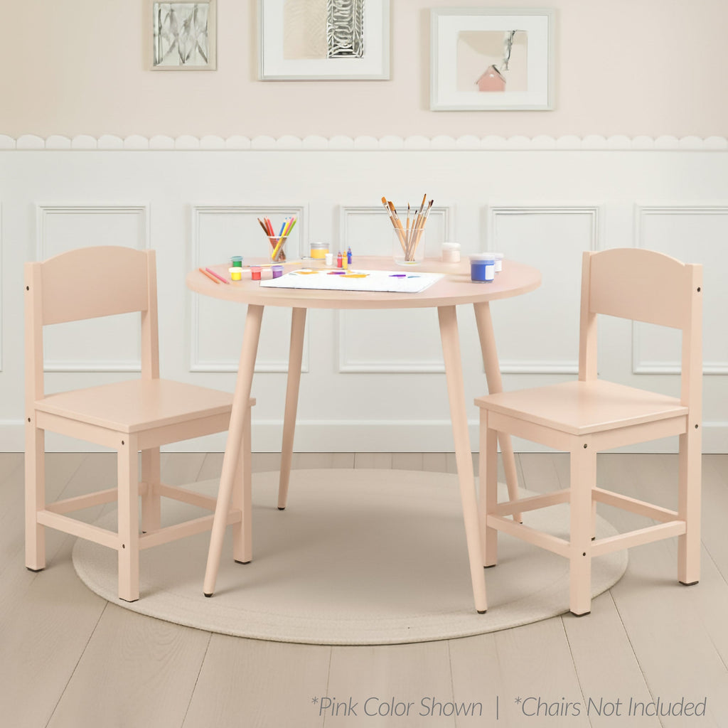 Round Mid-Century Modern 35.5in Dining Table, Dinette for Home or Kitchen w/Wood Finish Steel Legs