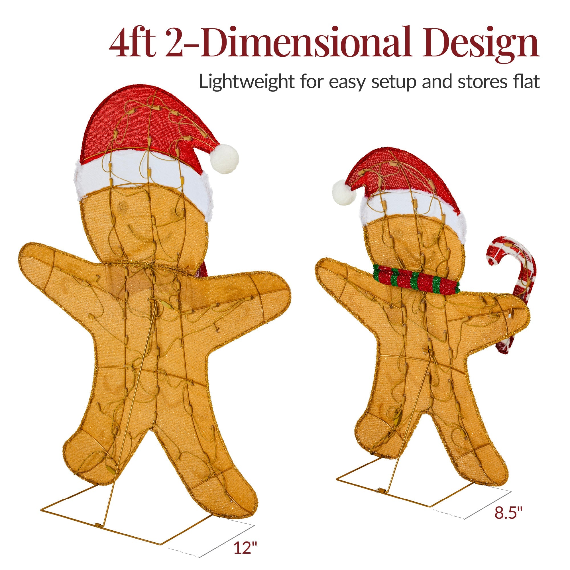 4pc Gingerbread Man Family 4ft Pre-lit Christmas Yard Decor