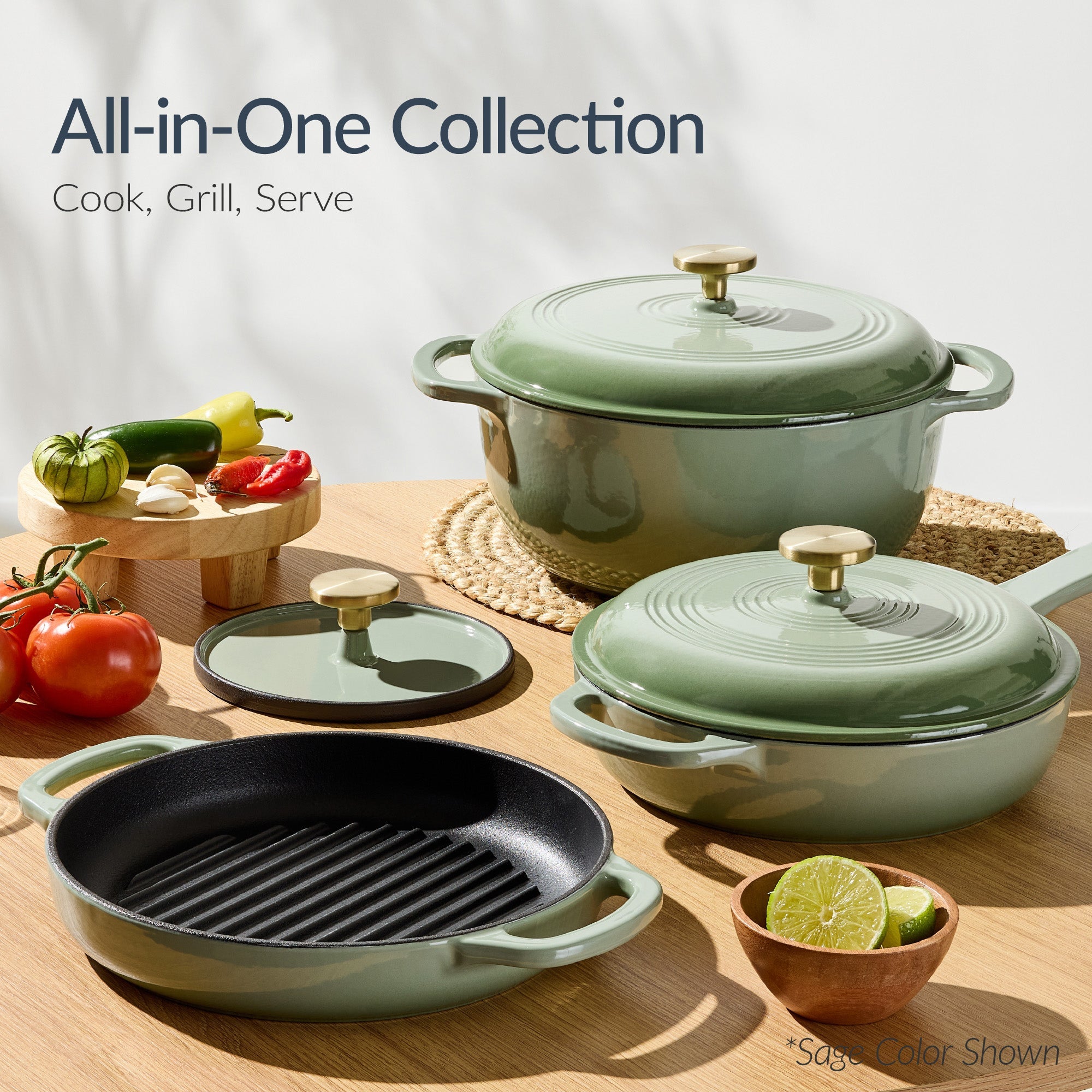 6-Piece Enameled Cast Iron Cookware Set