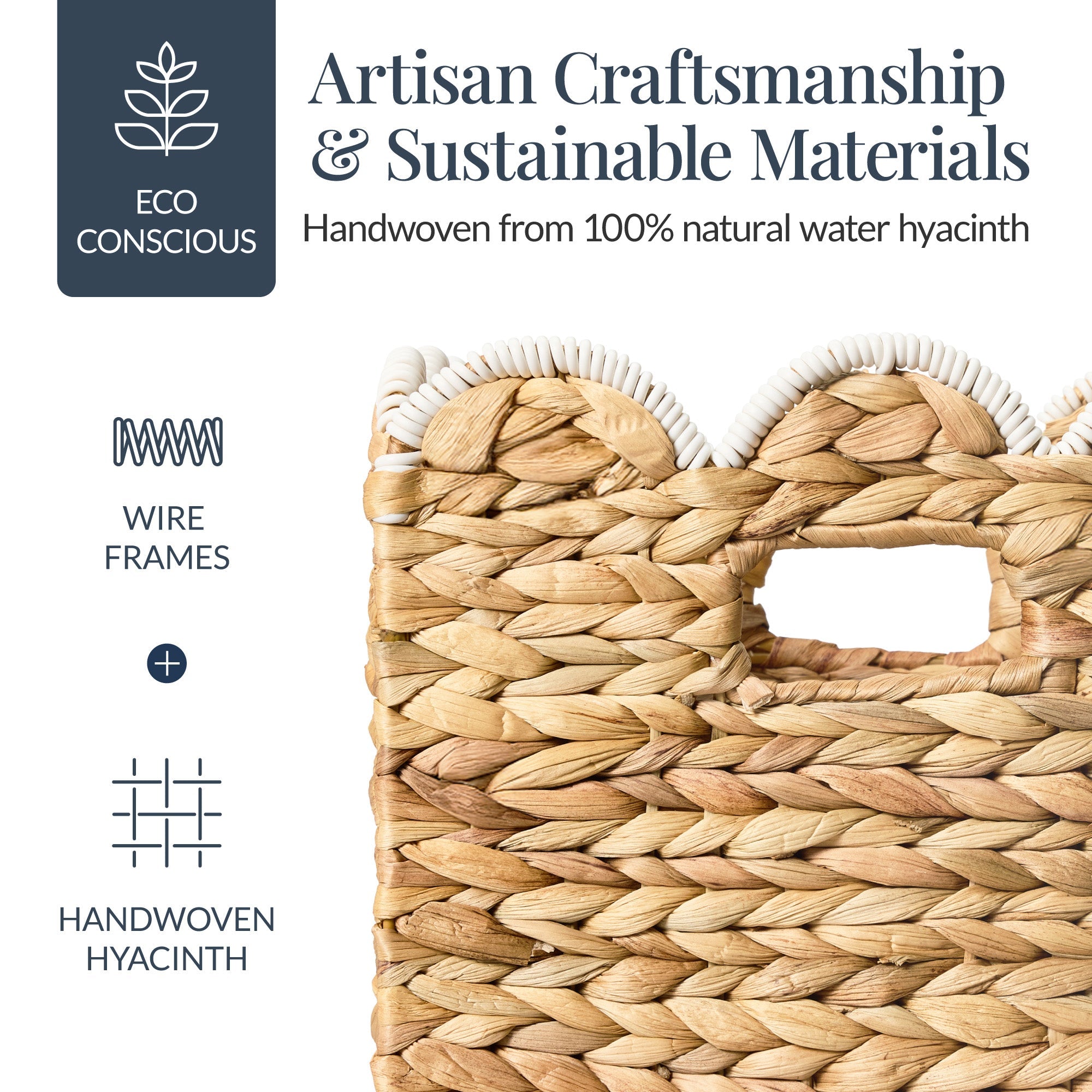 Scalloped 12x 12 Hyacinth Storage Basket Set of 5