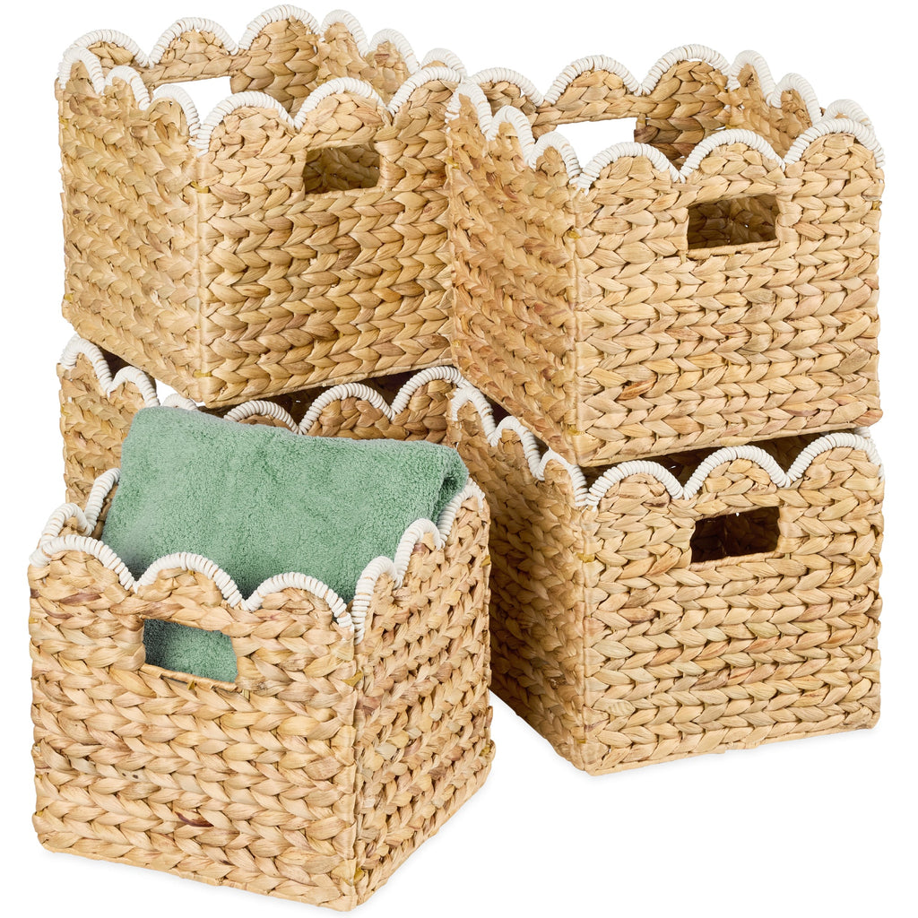 Scalloped 13 x 13in Hyacinth Storage Basket Set of 5