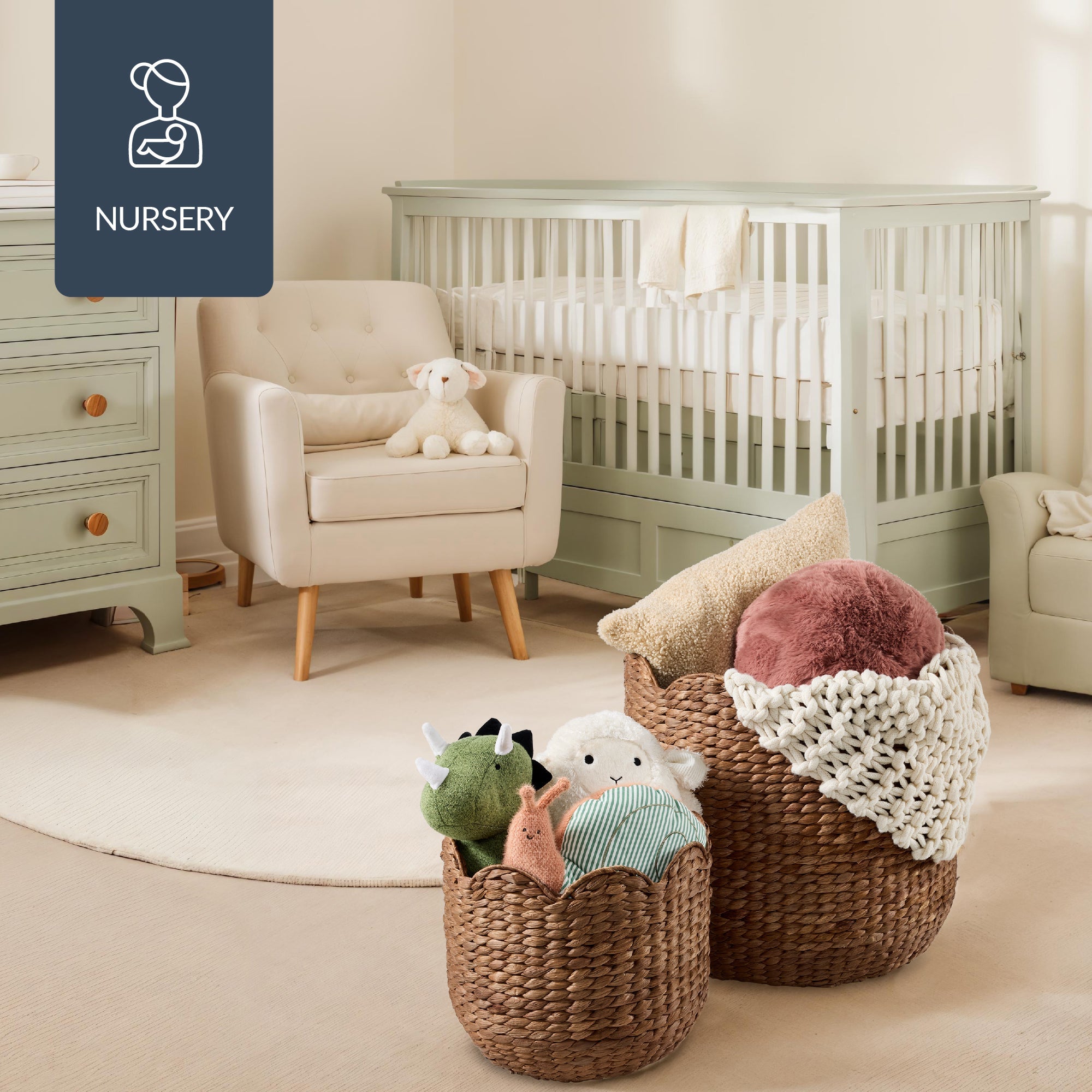 Scalloped 3PC Water Hyacinth Nesting Baskets