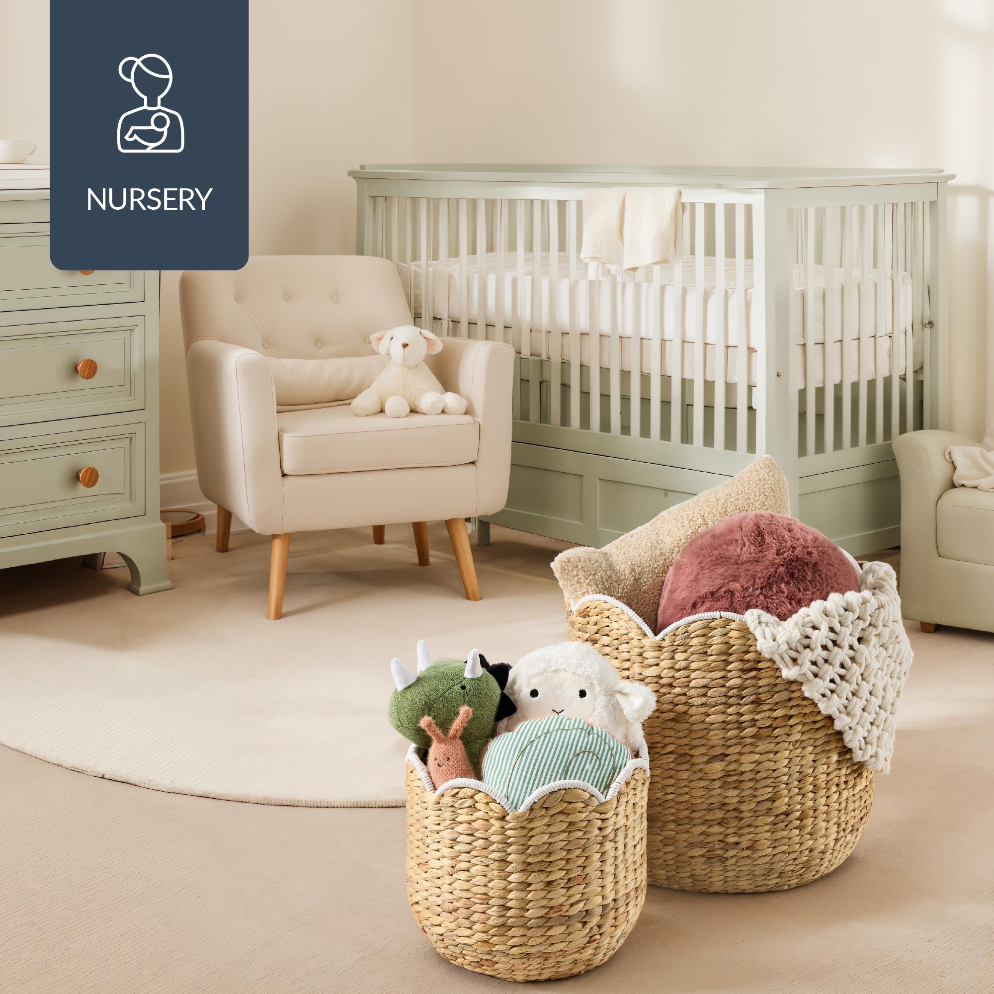 Scalloped 3PC Water Hyacinth Nesting Baskets