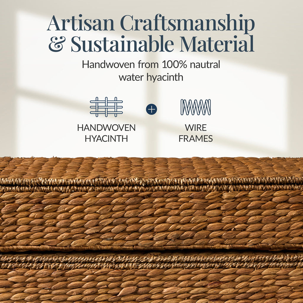 2 PC Water Hyacinth Nesting Underbed Storage Baskets