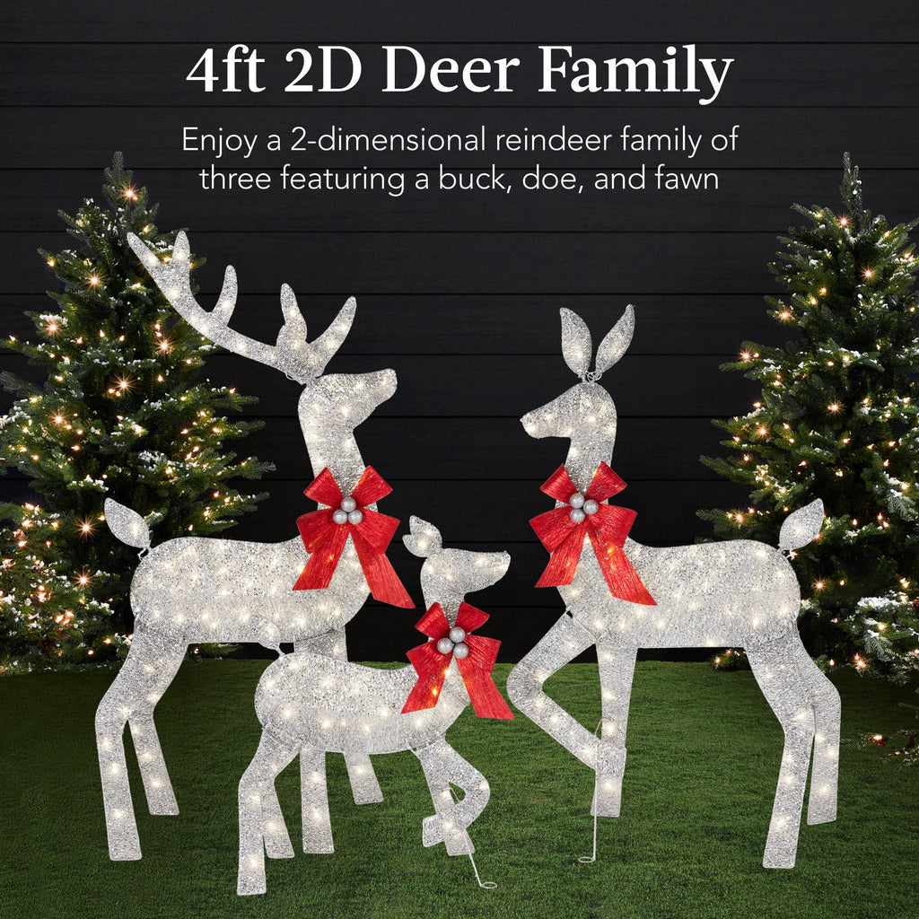 3-Piece Lighted Christmas Deer Set Outdoor Decor with 175 LED Lights