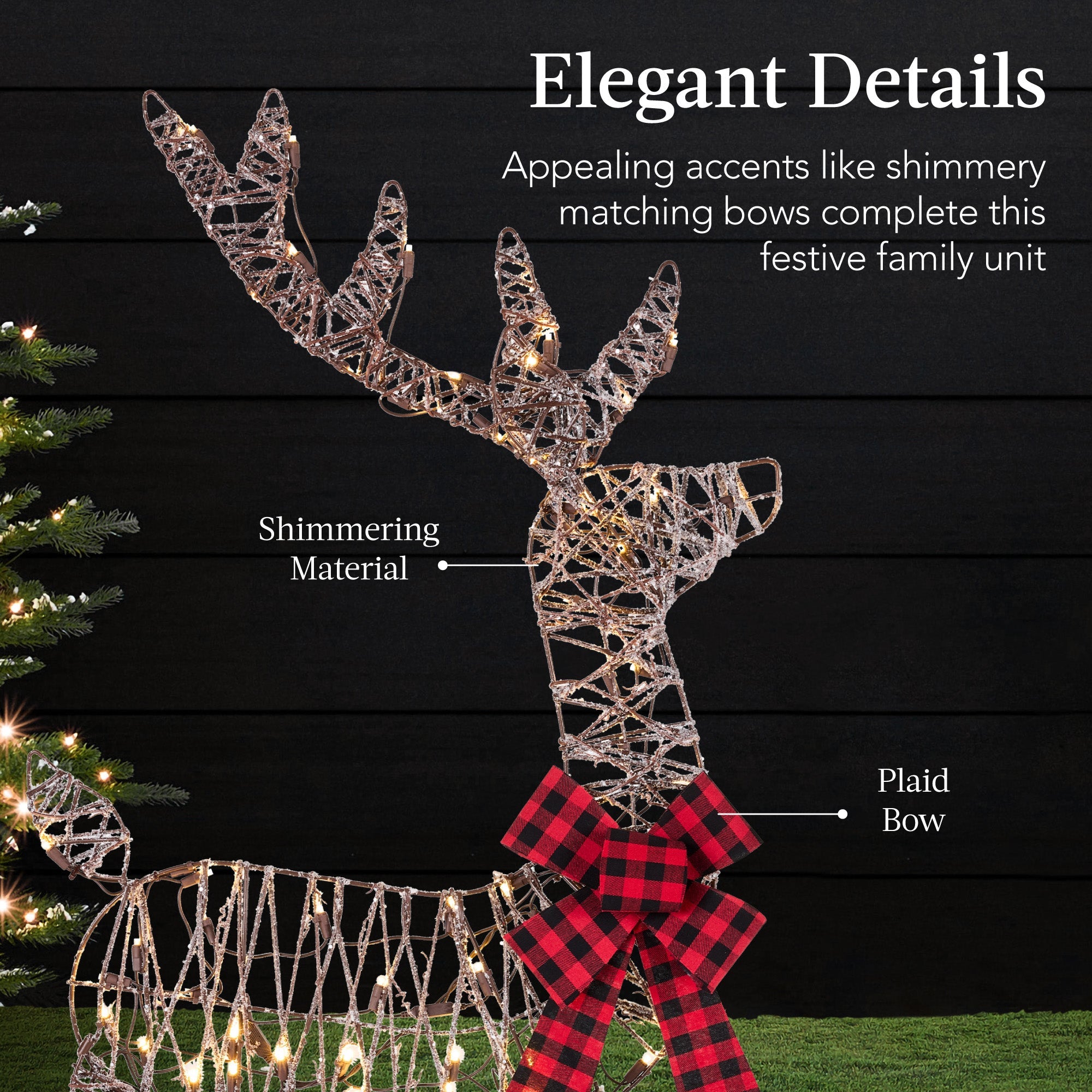 3-Piece Lighted Christmas Deer Set Outdoor Decor with 175 LED Lights