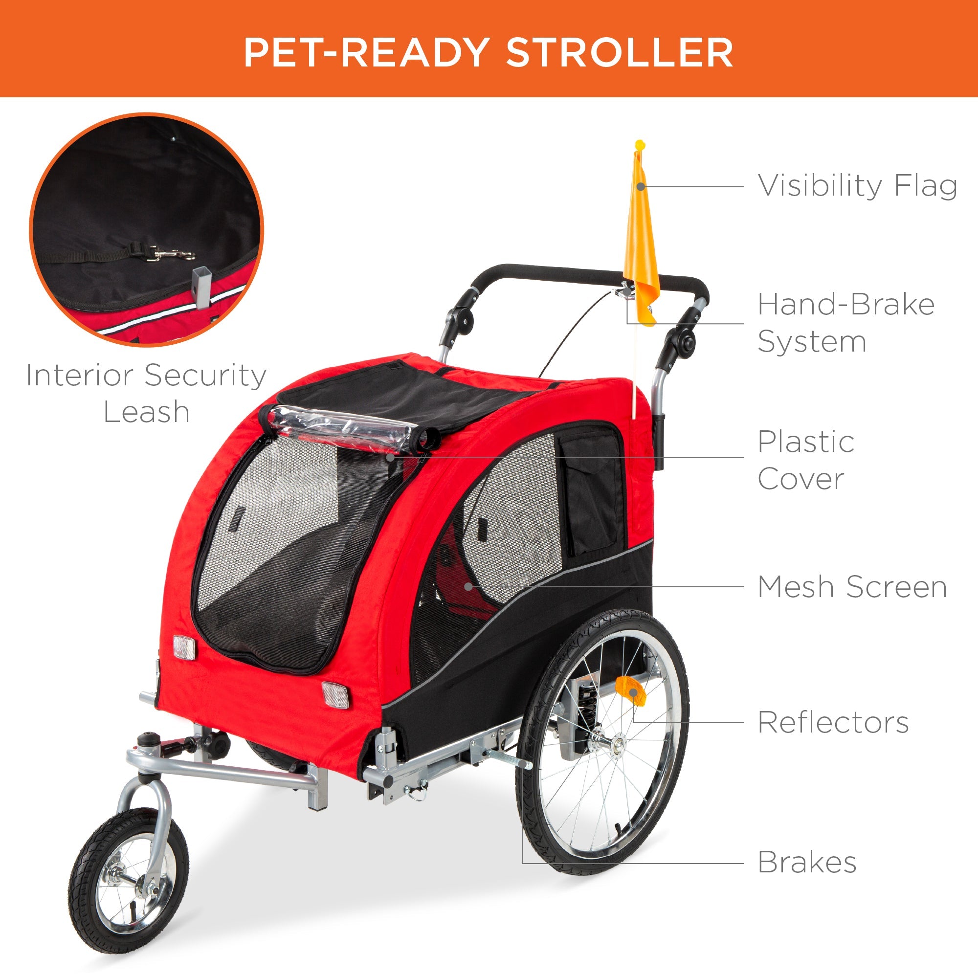 2-in-1 Pet Stroller and Bike  Trailer