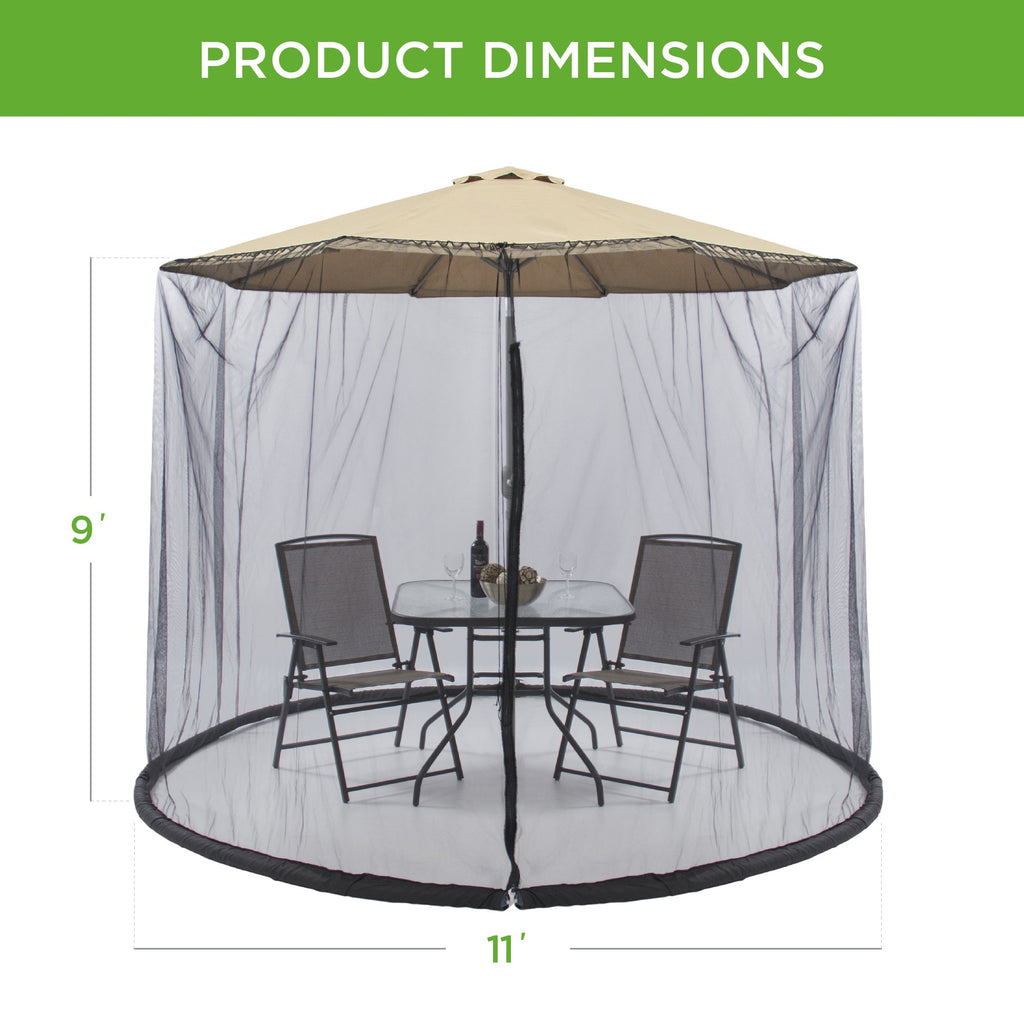 Adjustable Bug Net Accessory for Patio Umbrella w/ Zippered Door - 9ft