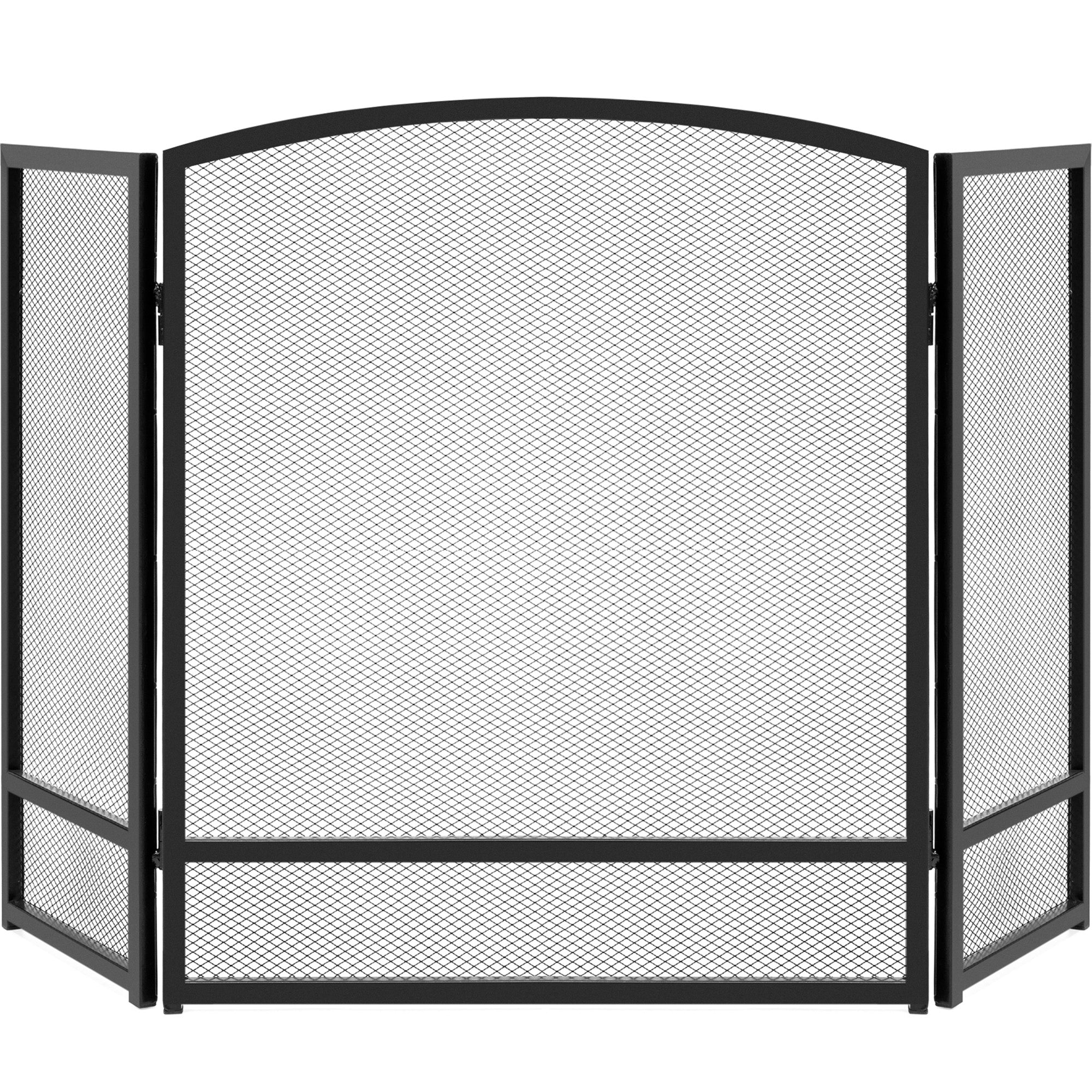 3-Panel Simple Steel Mesh Fireplace Screen w/ Worn Finish - 47.5x27.25in