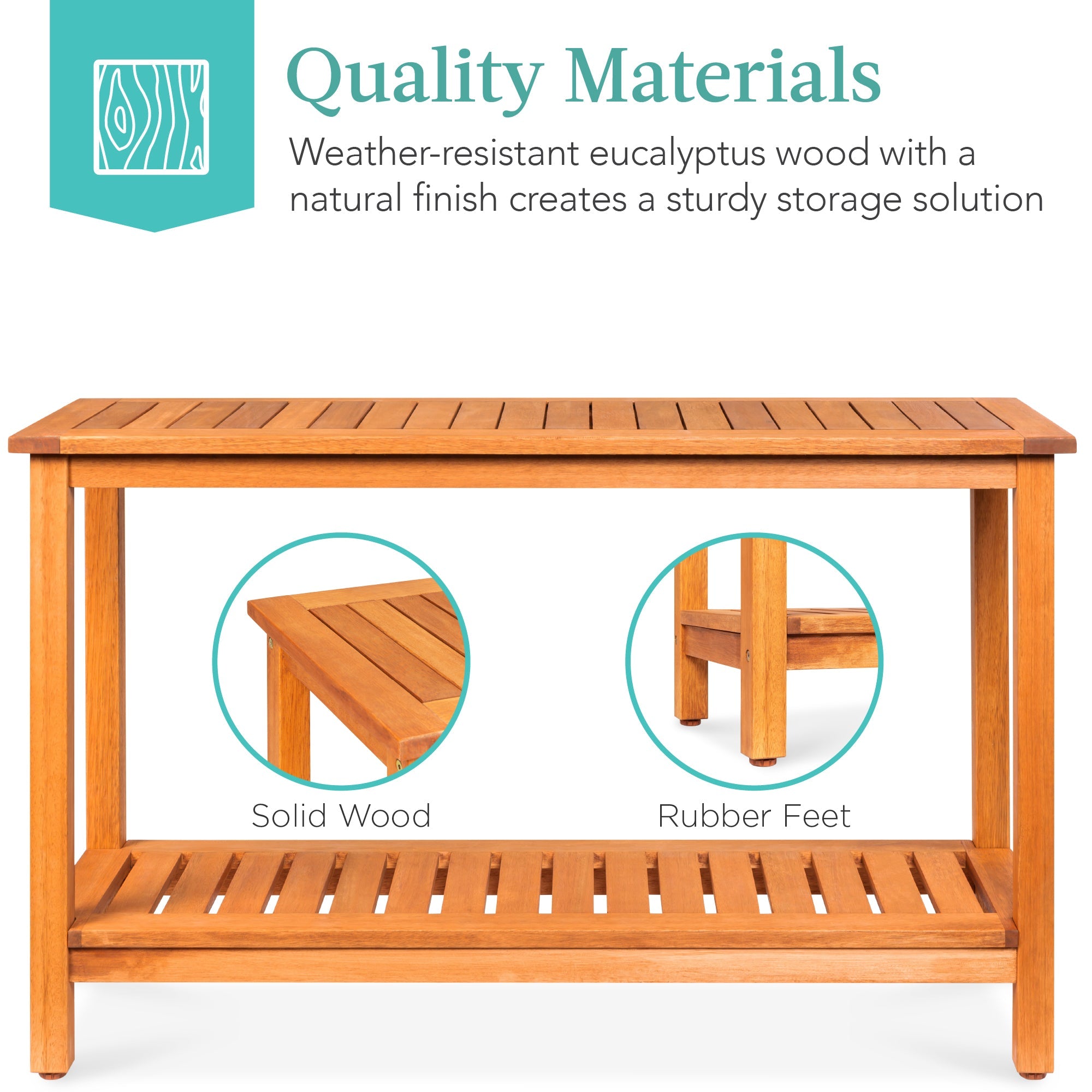 2-Shelf Wooden Console Table Storage Organizer w/ Natural Finish - 48in