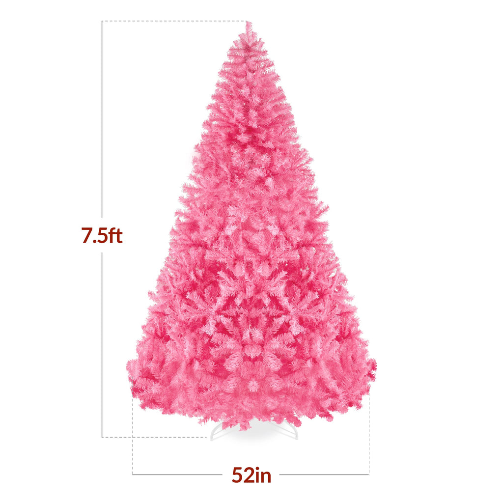 Artificial Pink Christmas Tree, Unlit Pine Design w/Easy Assembly