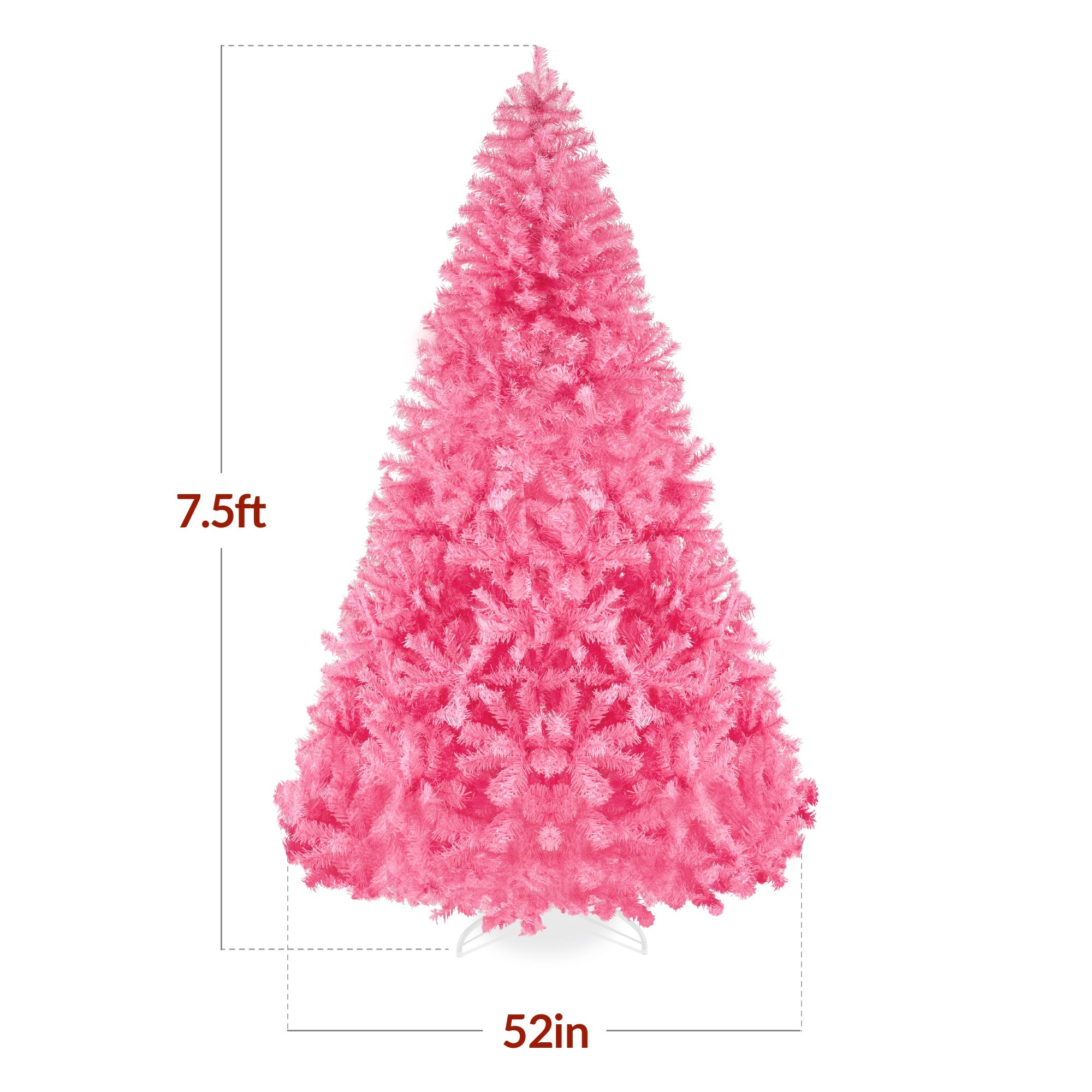Artificial Pink Christmas Tree, Unlit Pine Design w/Easy Assembly