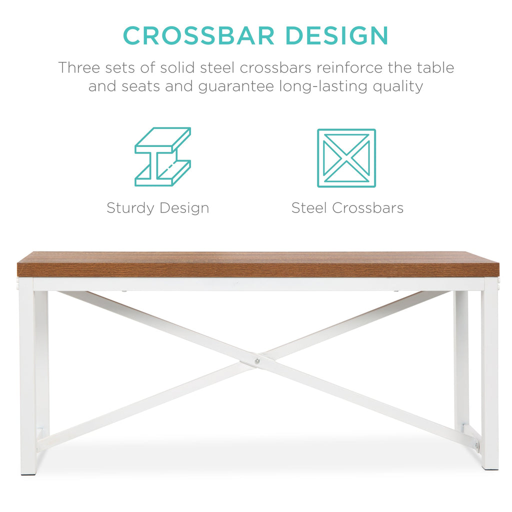 3-Piece Bench Style Dining Furniture Set w/ 2 Benches, Table - 45.5in