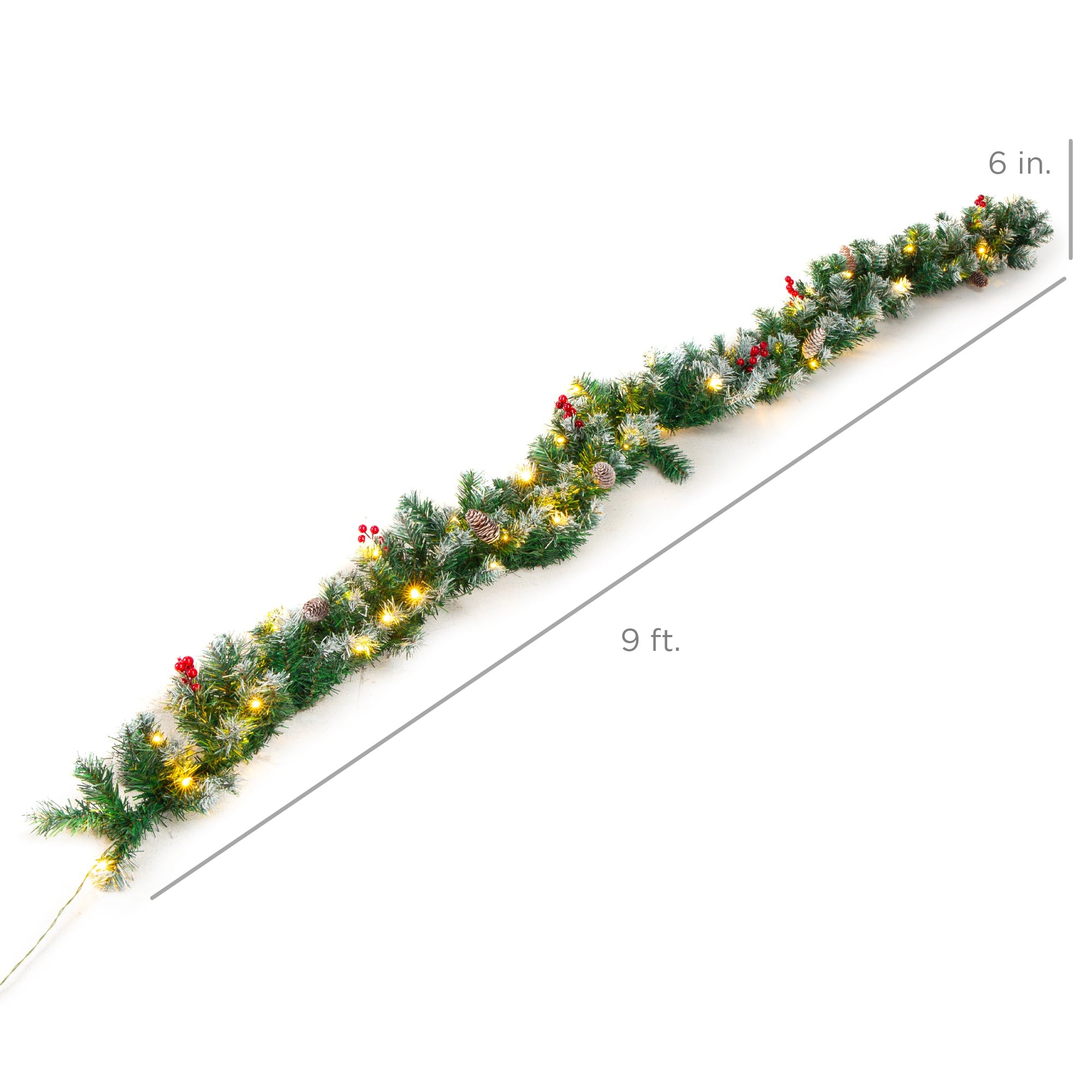 9Ft Pre-Lit Christmas Garland W/ 2-In-1 Led Lights