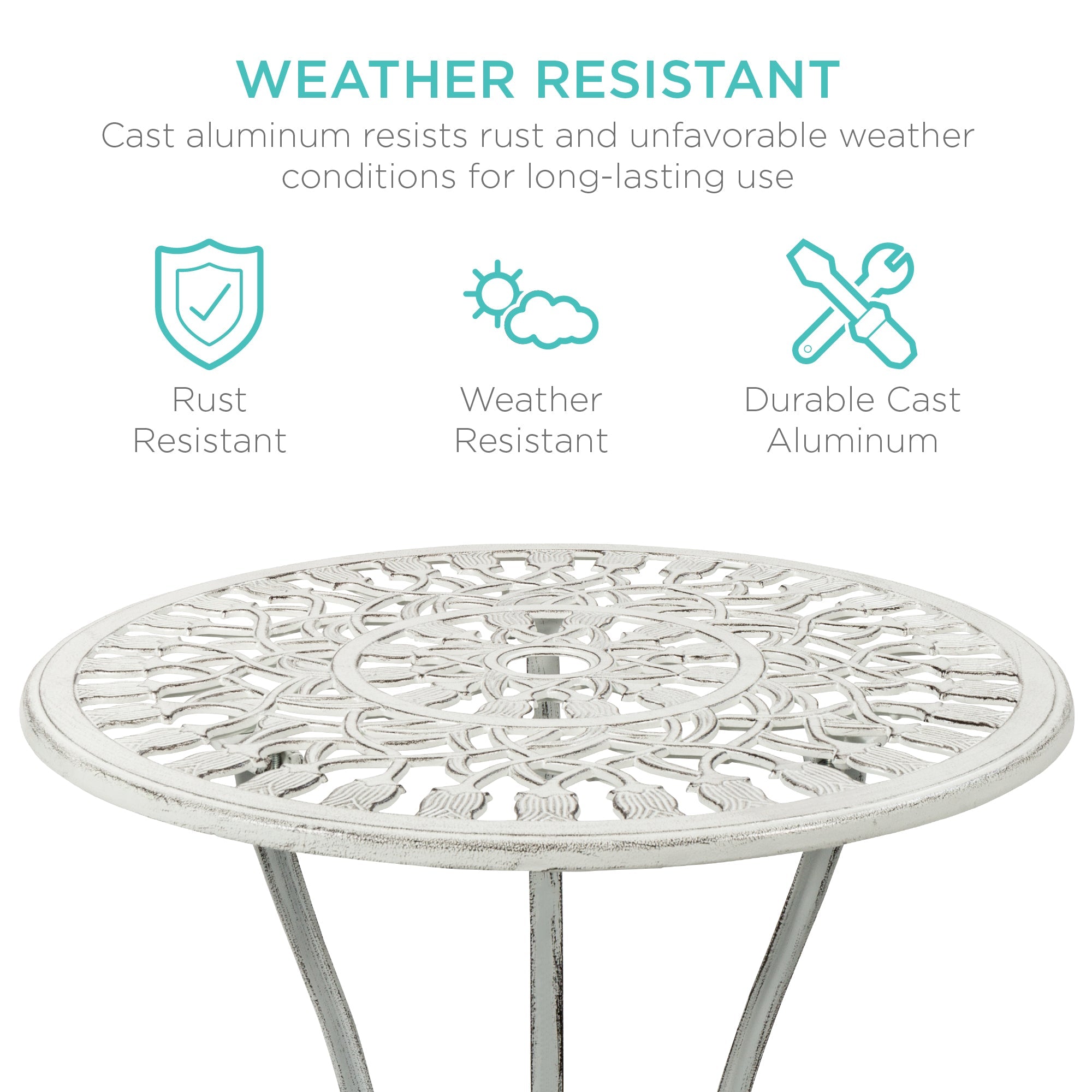 3-Piece Cast Aluminum Patio Bistro Furniture Set