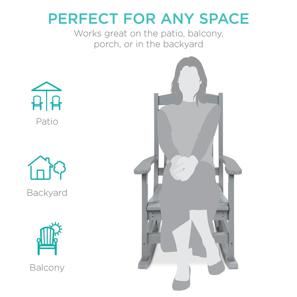 All-Weather Indoor Outdoor Porch Rocking Chair w/ 300lb Weight Capacity