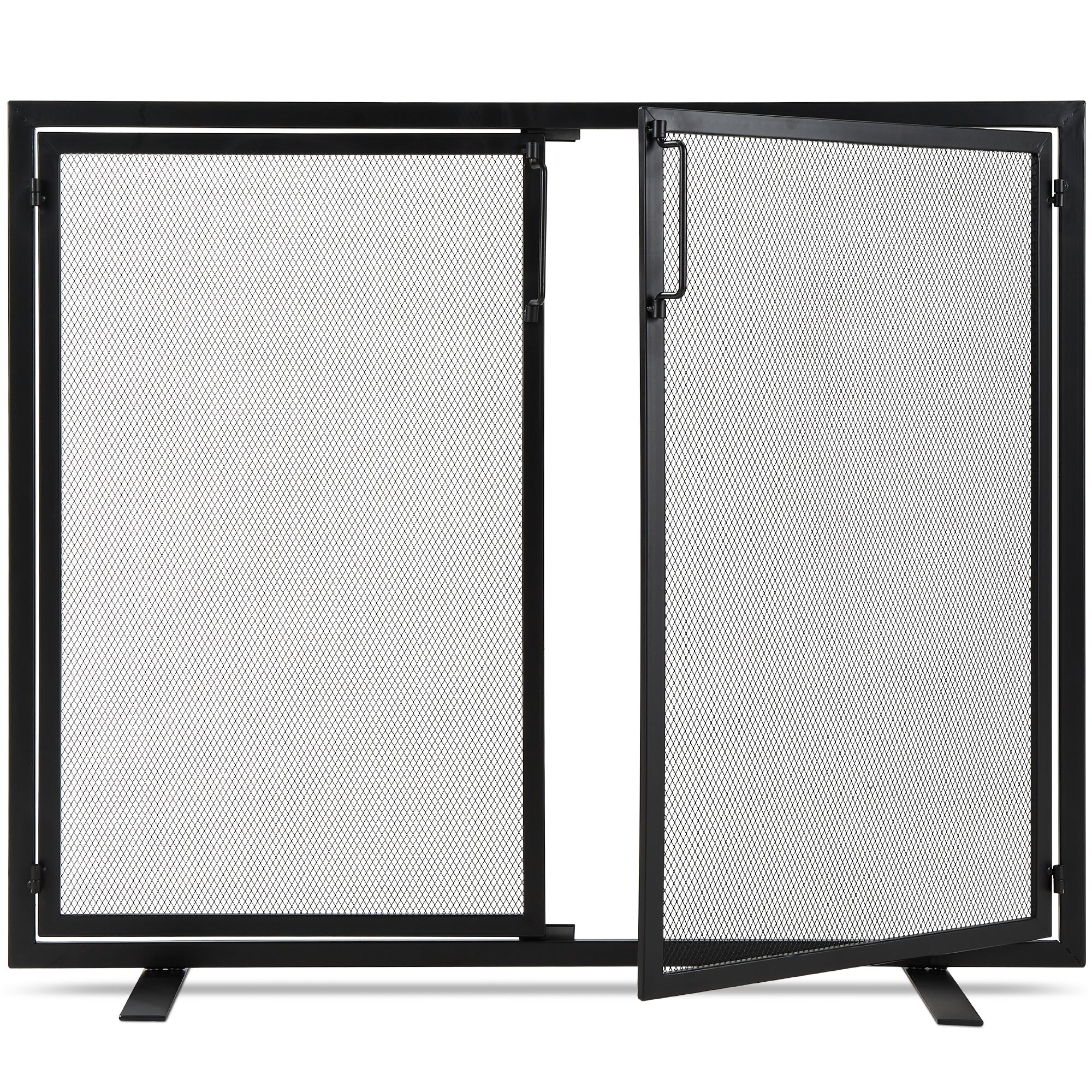 2-Door Wrought Iron Fireplace Screen w/ Magnetic Doors - 38.5x41in