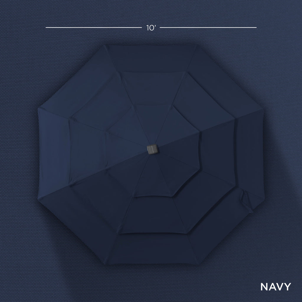 3-Tier Solar Patio Umbrella w/ LED Lights, Tilt Adjustment, Crank - 10ft