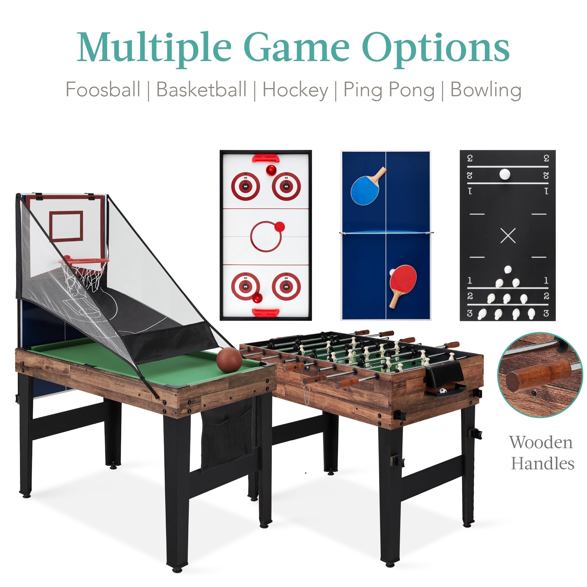 13-in-1 Combo Game Table Set w/ Ping Pong, Foosball, Basketball, Air Hockey