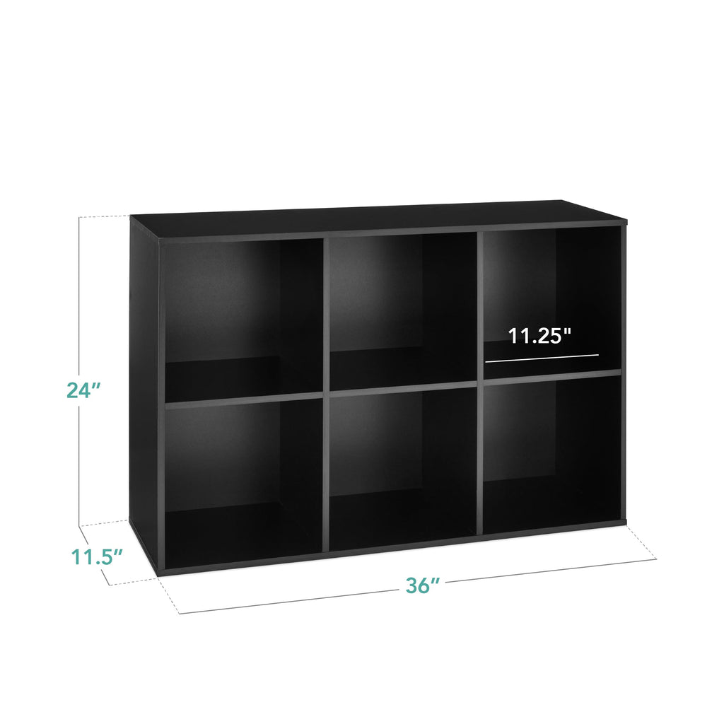 6-Cube Bookshelf, 11in Storage Display w/ Removable Panels, Customizable