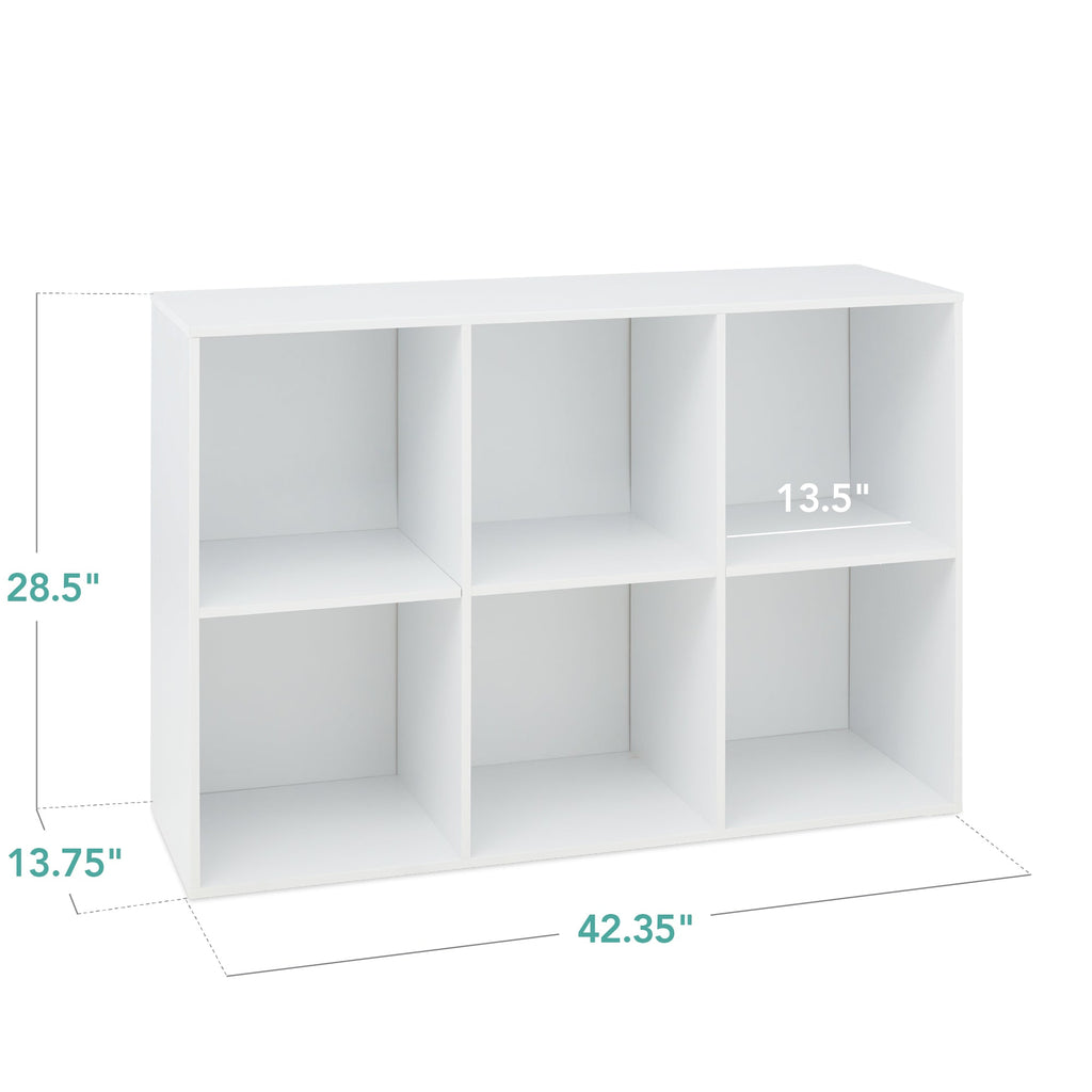 6-Cube Bookshelf, 13.5in Storage Display w/ Removable Panels, Customizable
