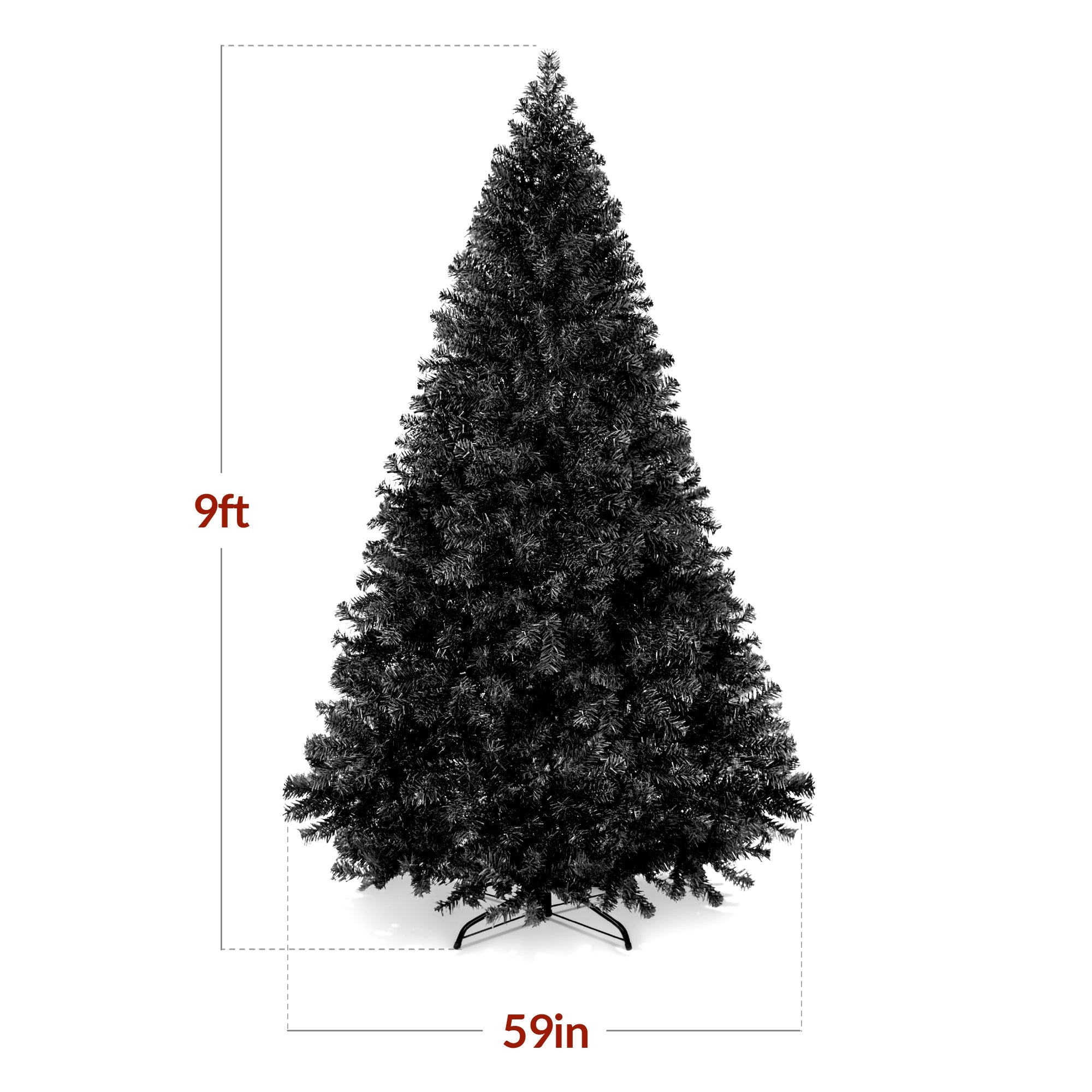 Artificial Black Christmas Tree, Unlit Pine Design w/Easy Assembly