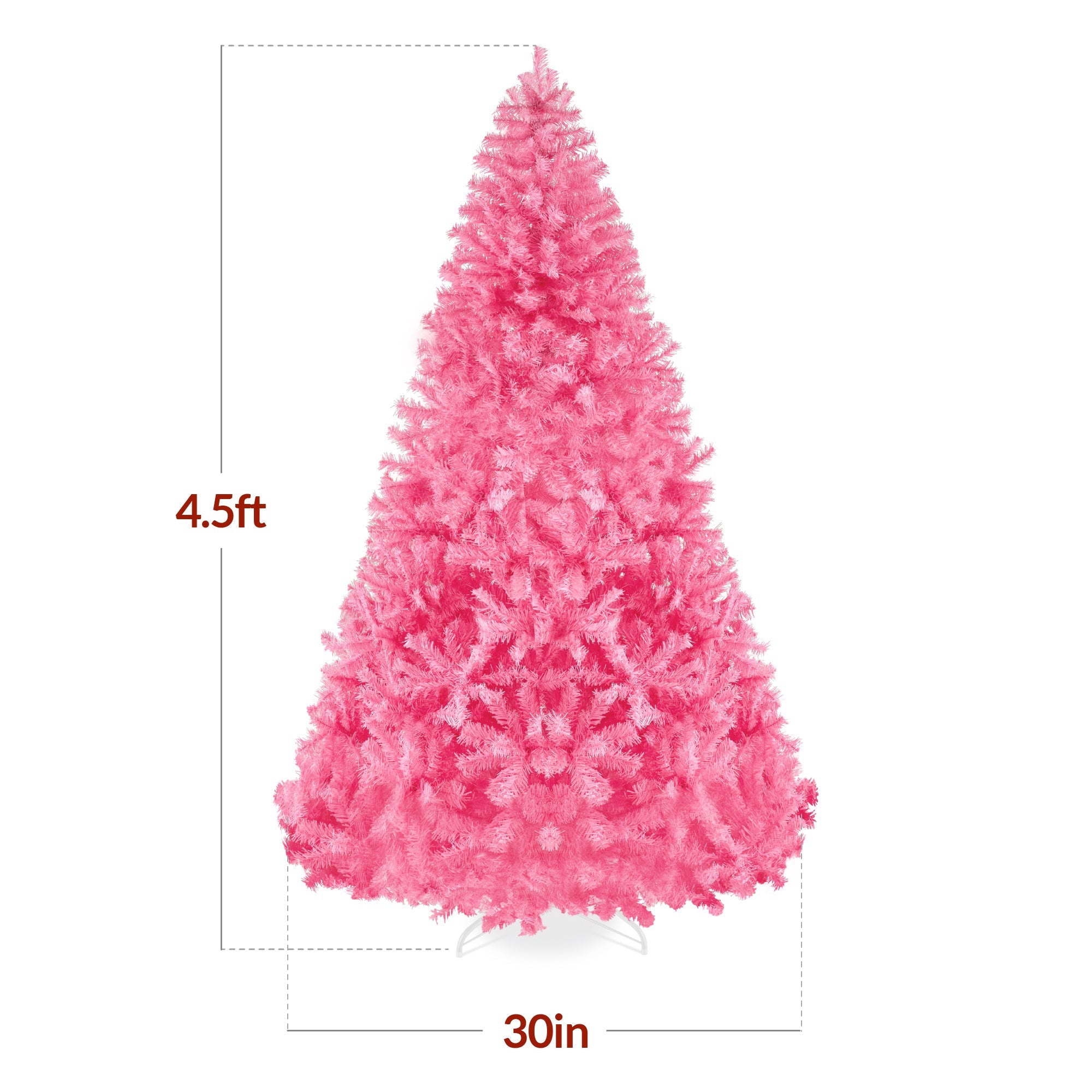 Artificial Pink Christmas Tree, Unlit Pine Design w/Easy Assembly