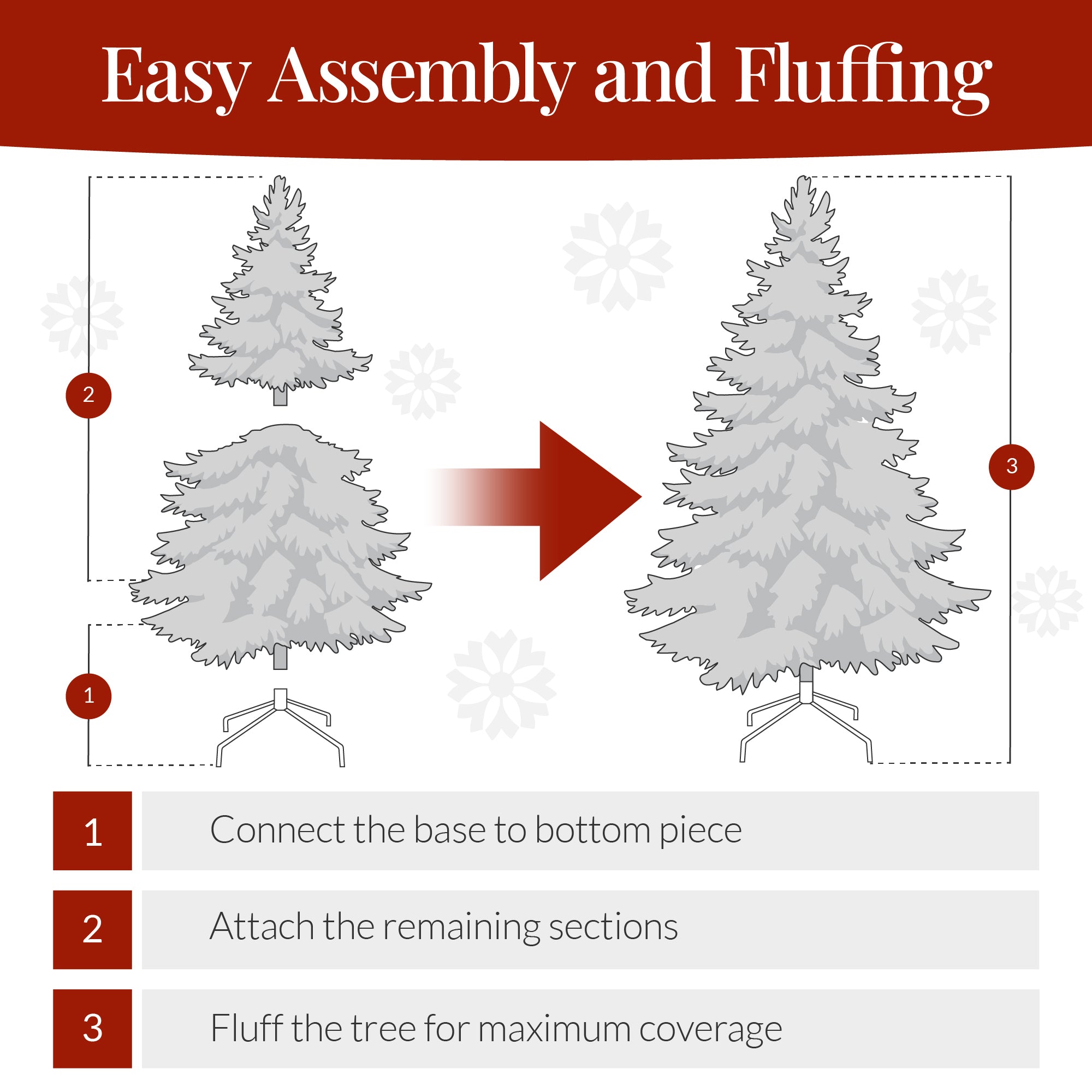 Artificial White Christmas Tree, Unlit Pine Design w/Easy Assembly