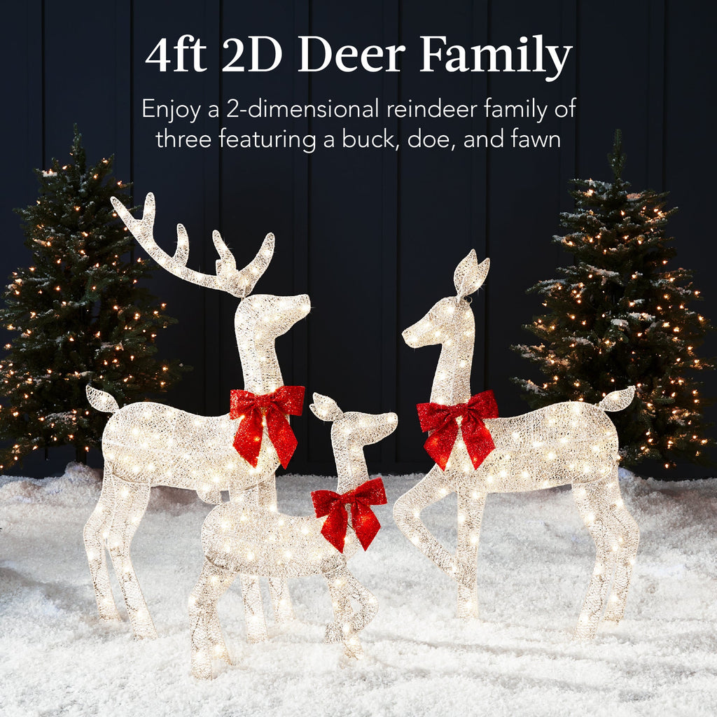 3-Piece Lighted Christmas Deer Set Outdoor Decor with 175 LED Lights
