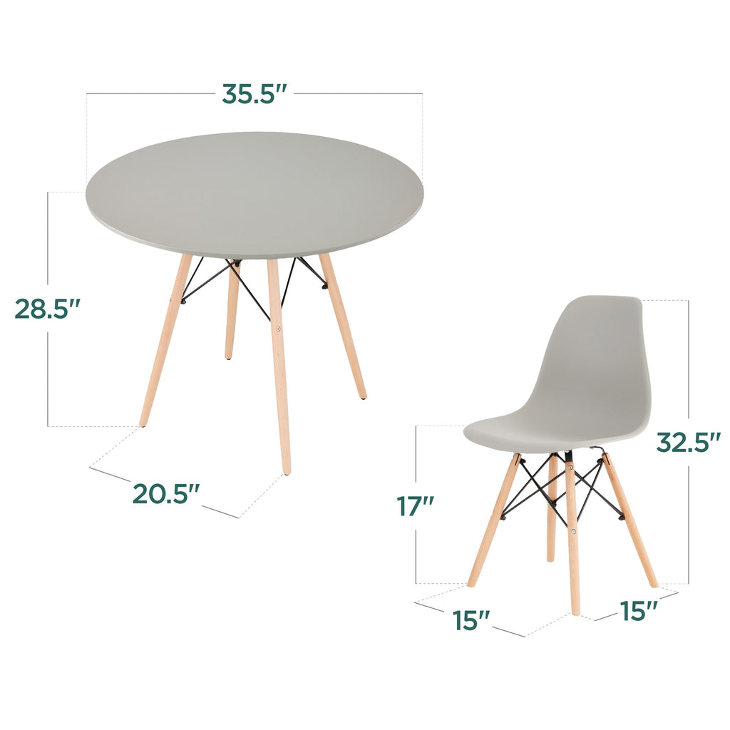 5-Piece Mid-Century Modern Dining Set w/ 4 Chairs, Wooden Legs, Metal Frame