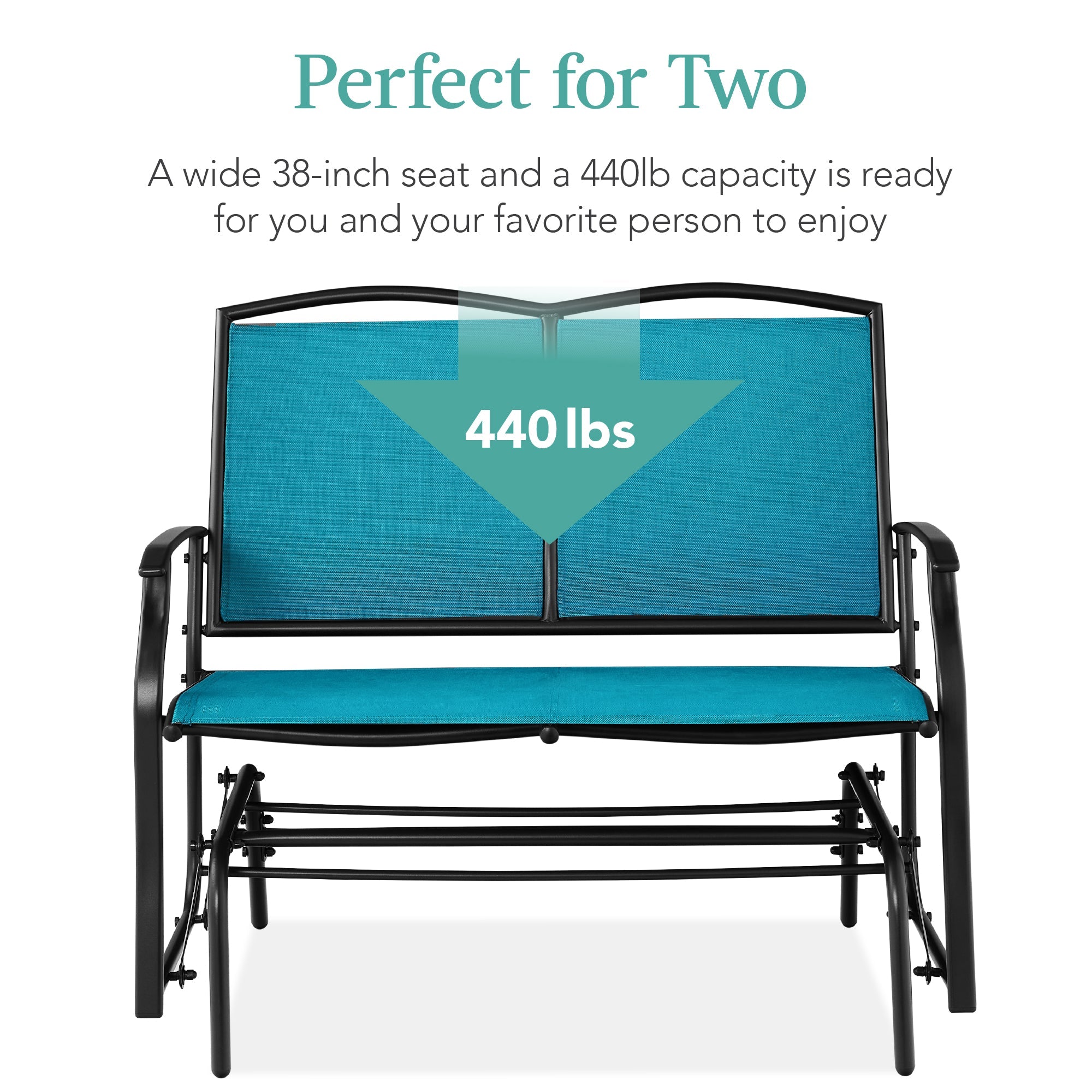 2-Person Patio Loveseat Swing Glider, Bench Rocker w/ Armrests