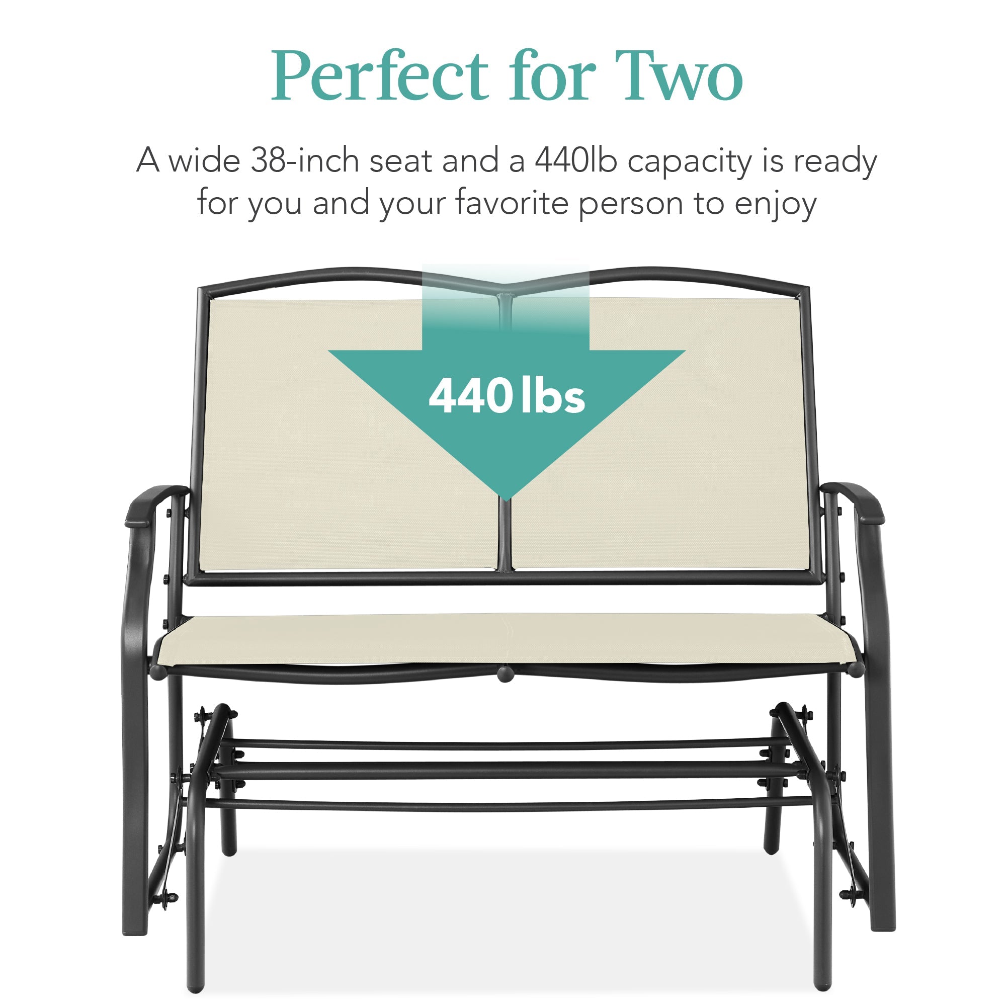 2-Person Patio Loveseat Swing Glider, Bench Rocker w/ Armrests