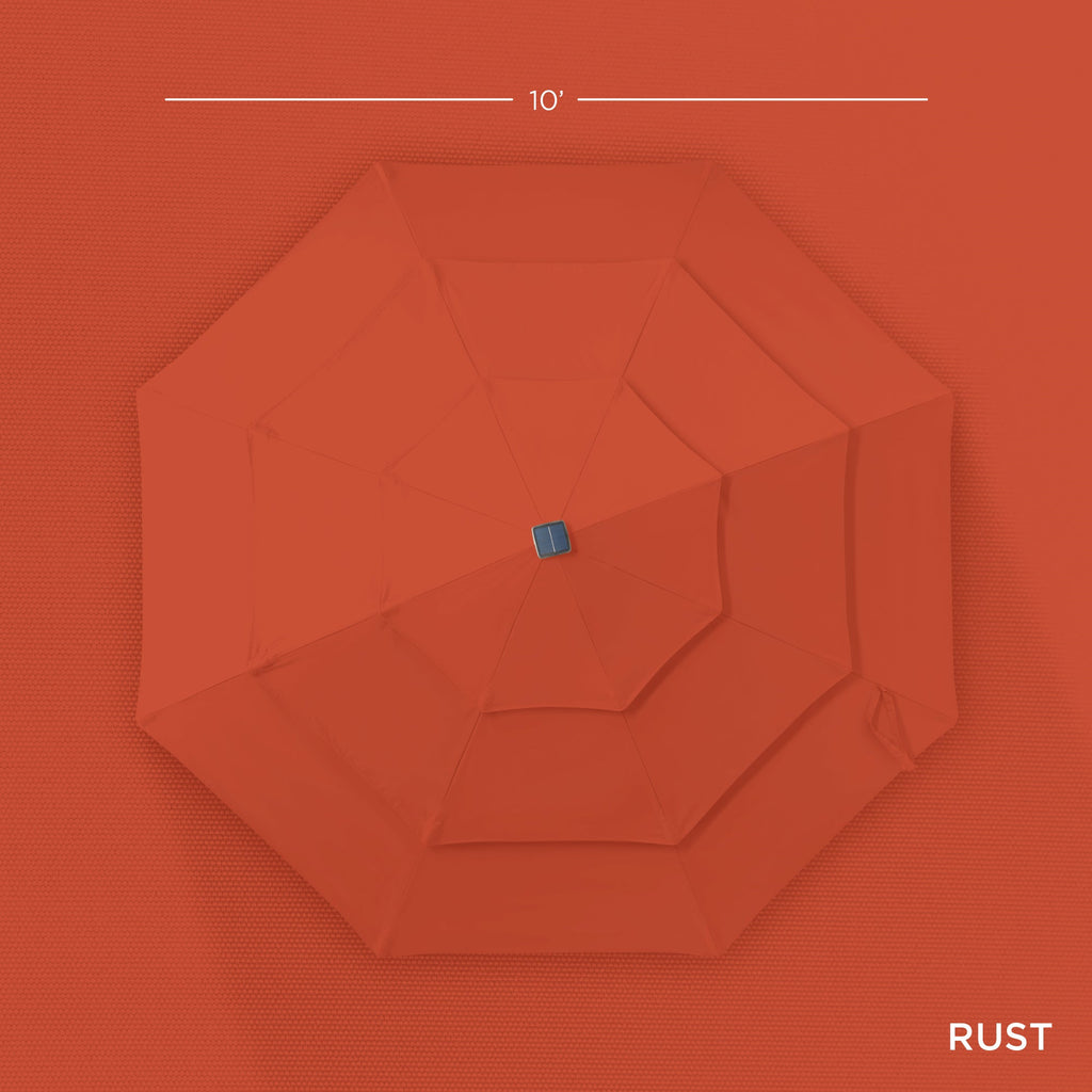 3-Tier Solar Patio Umbrella w/ LED Lights, Tilt Adjustment, Crank - 10ft