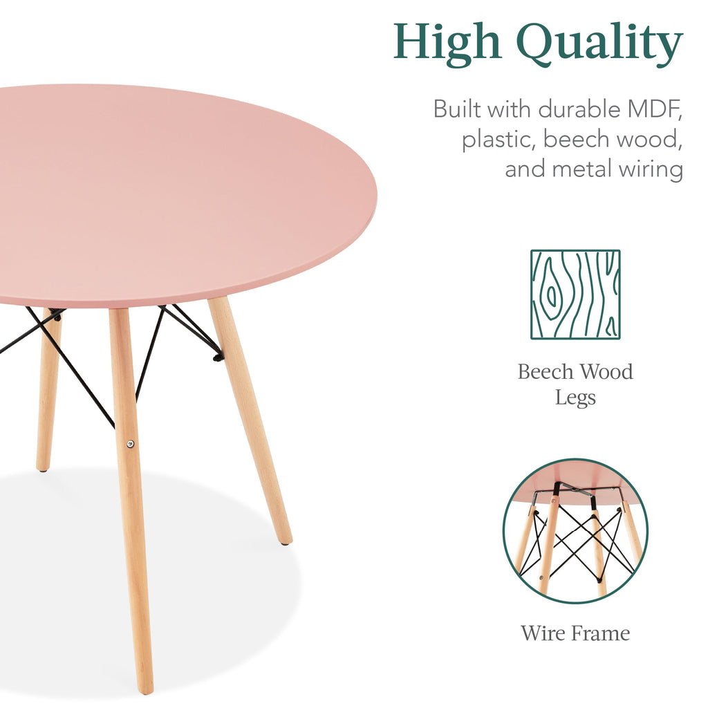 5-Piece Mid-Century Modern Dining Set w/ 4 Chairs, Wooden Legs, Metal Frame