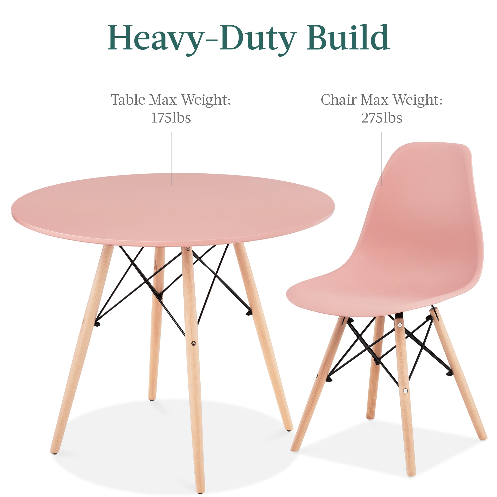 5-Piece Mid-Century Modern Dining Set w/ 4 Chairs, Wooden Legs, Metal Frame