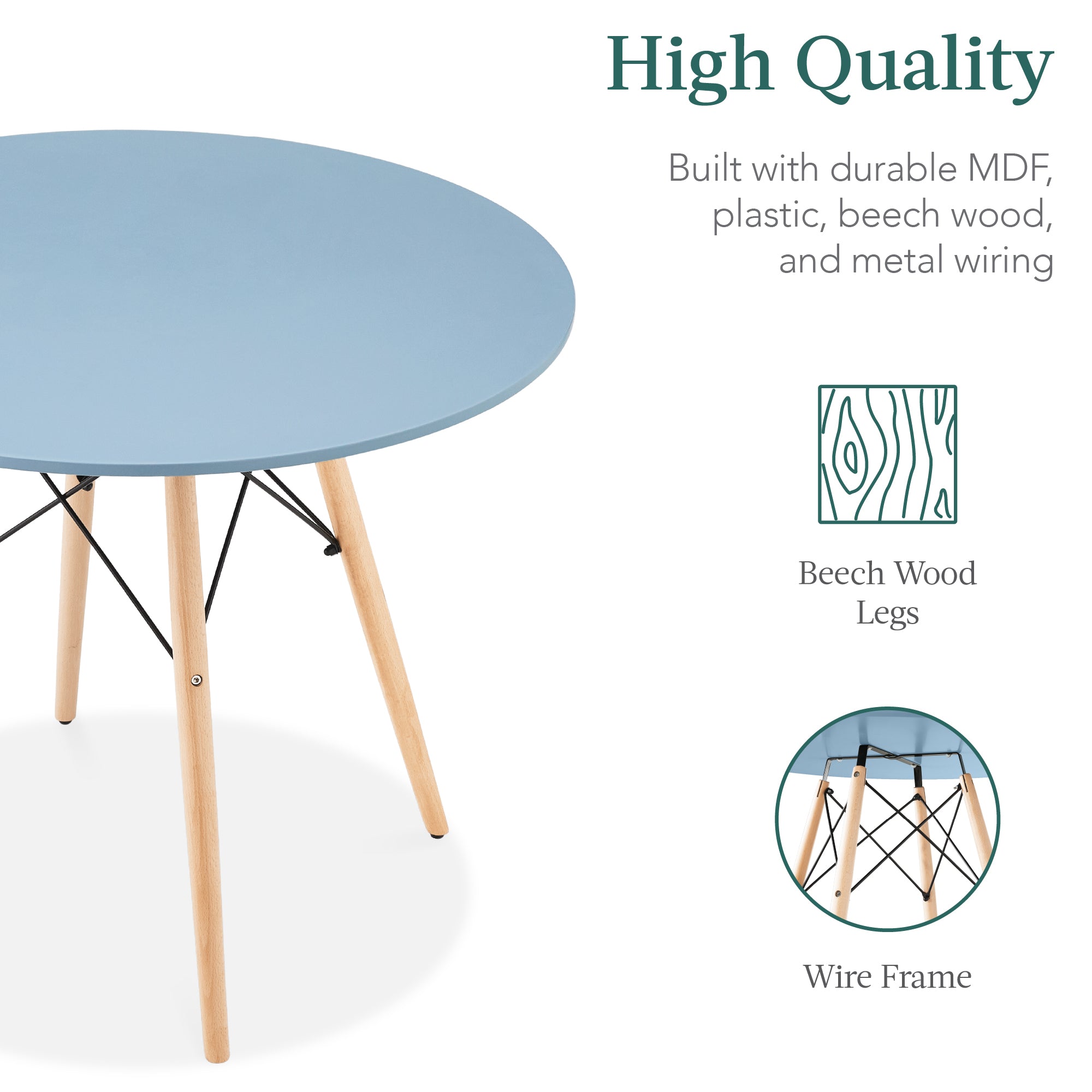 5-Piece Mid-Century Modern Dining Set w/ 4 Chairs, Wooden Legs, Metal Frame