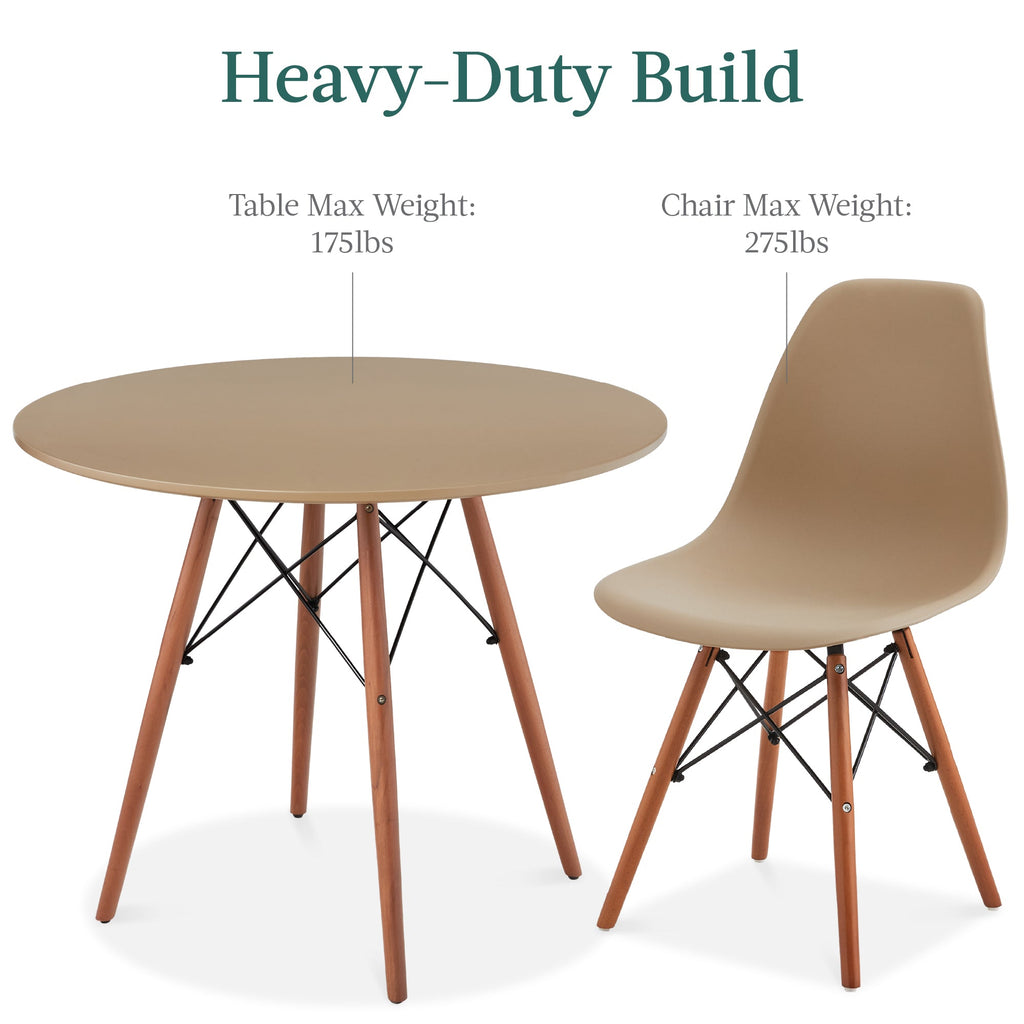 5-Piece Mid-Century Modern Dining Set w/ 4 Chairs, Wooden Legs, Metal Frame