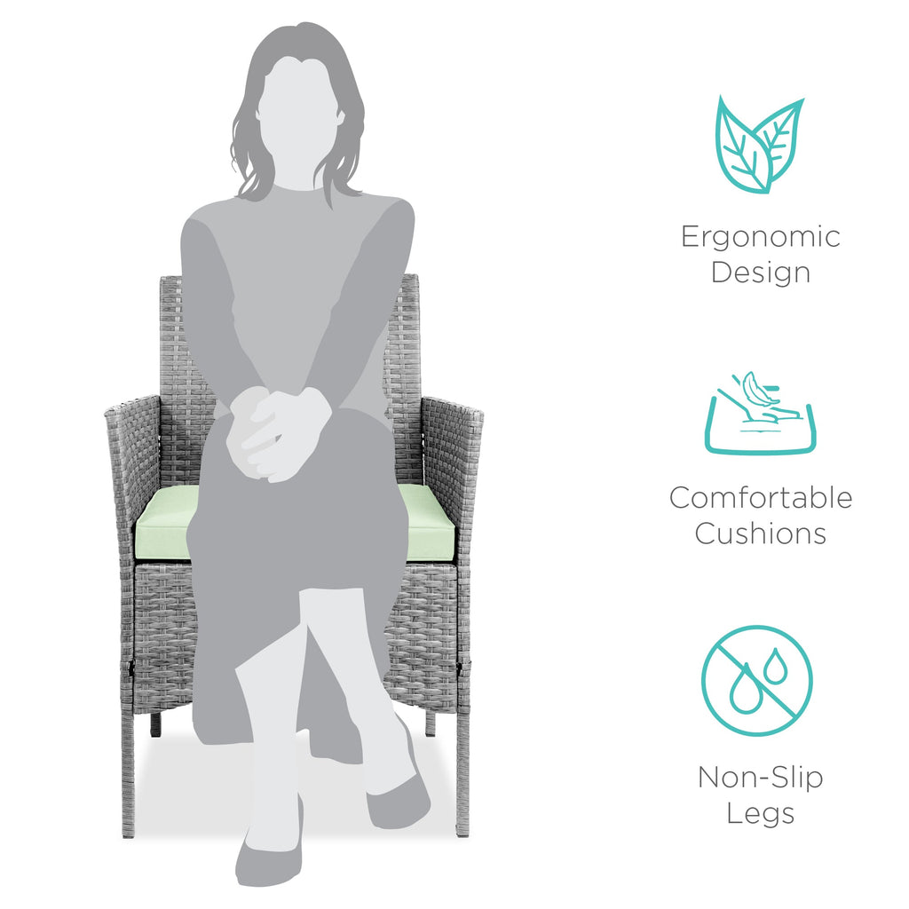 3-Piece Outdoor Patio Wicker Bistro Set w/ Side Storage Table