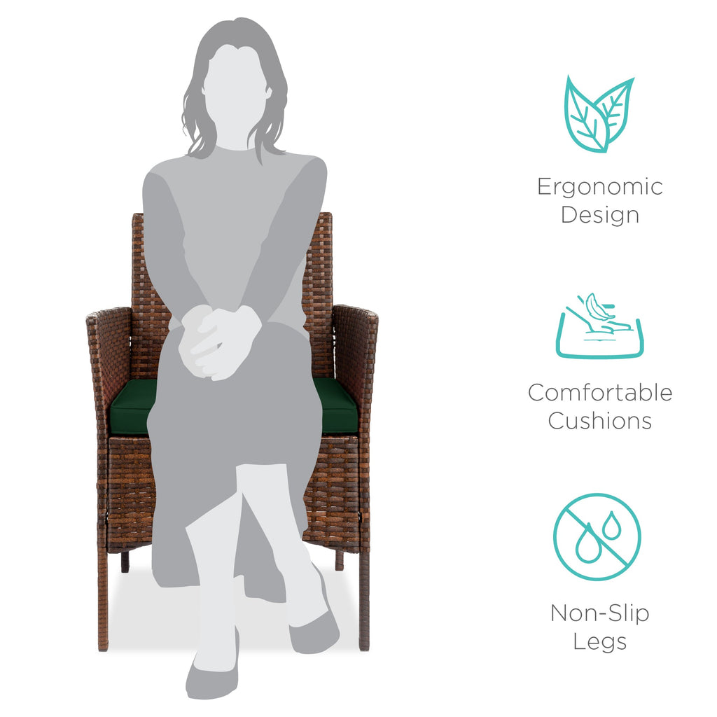 3-Piece Outdoor Patio Wicker Bistro Set w/ Side Storage Table