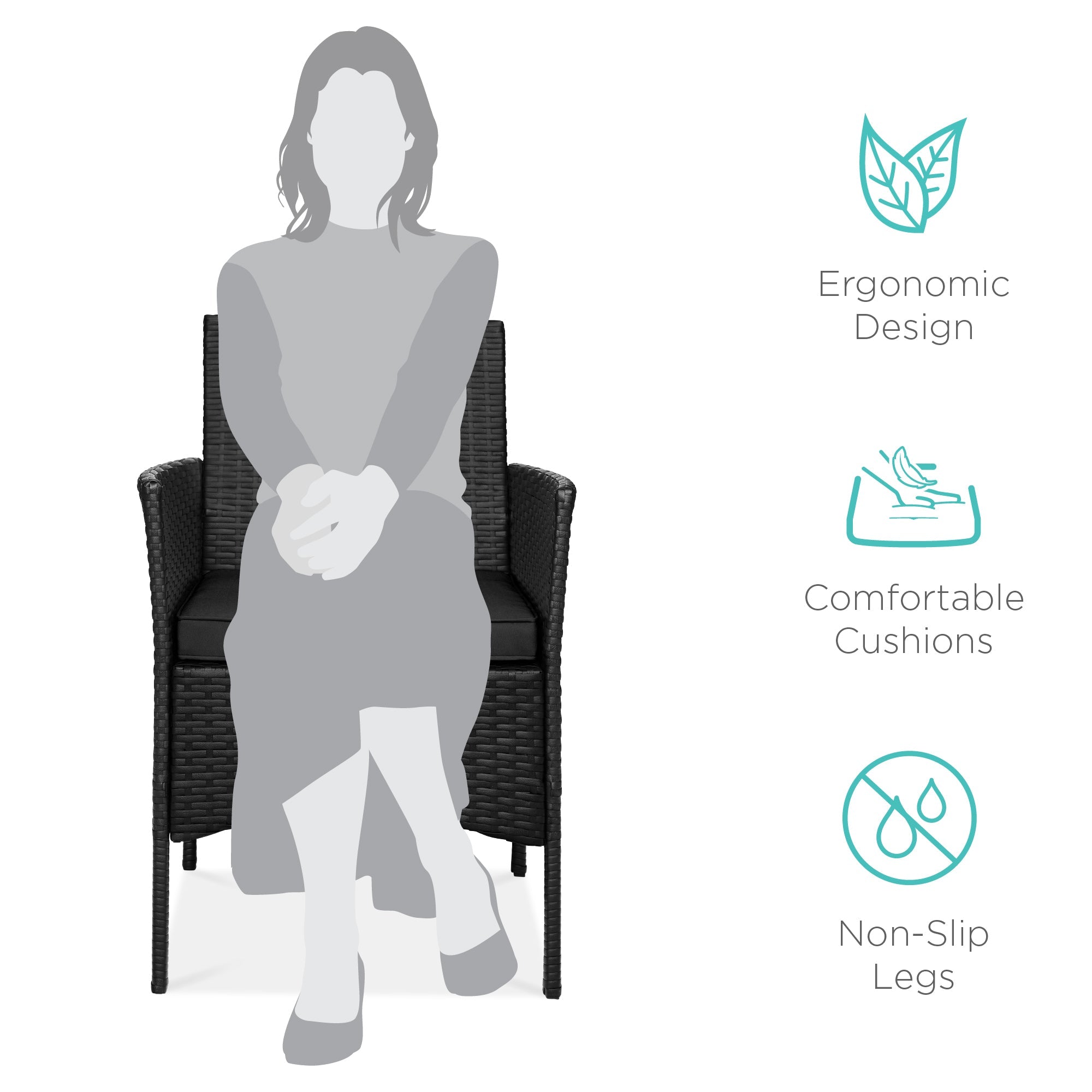 3-Piece Outdoor Patio Wicker Bistro Set w/ Side Storage Table