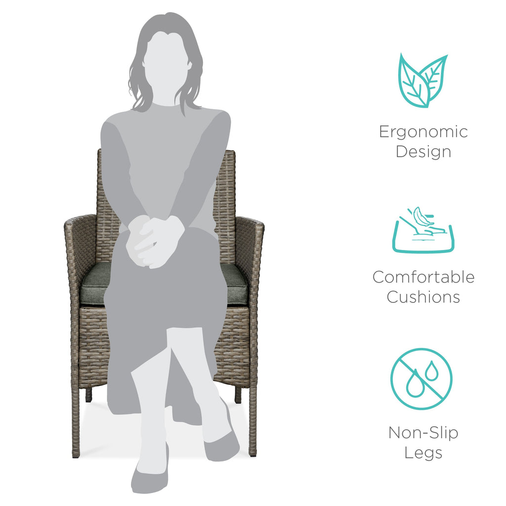 3-Piece Outdoor Patio Wicker Bistro Set w/ Side Storage Table