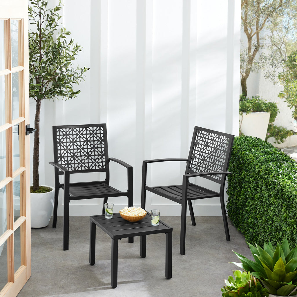 3-Piece Stackable Steel Outdoor Conversation Bistro Set